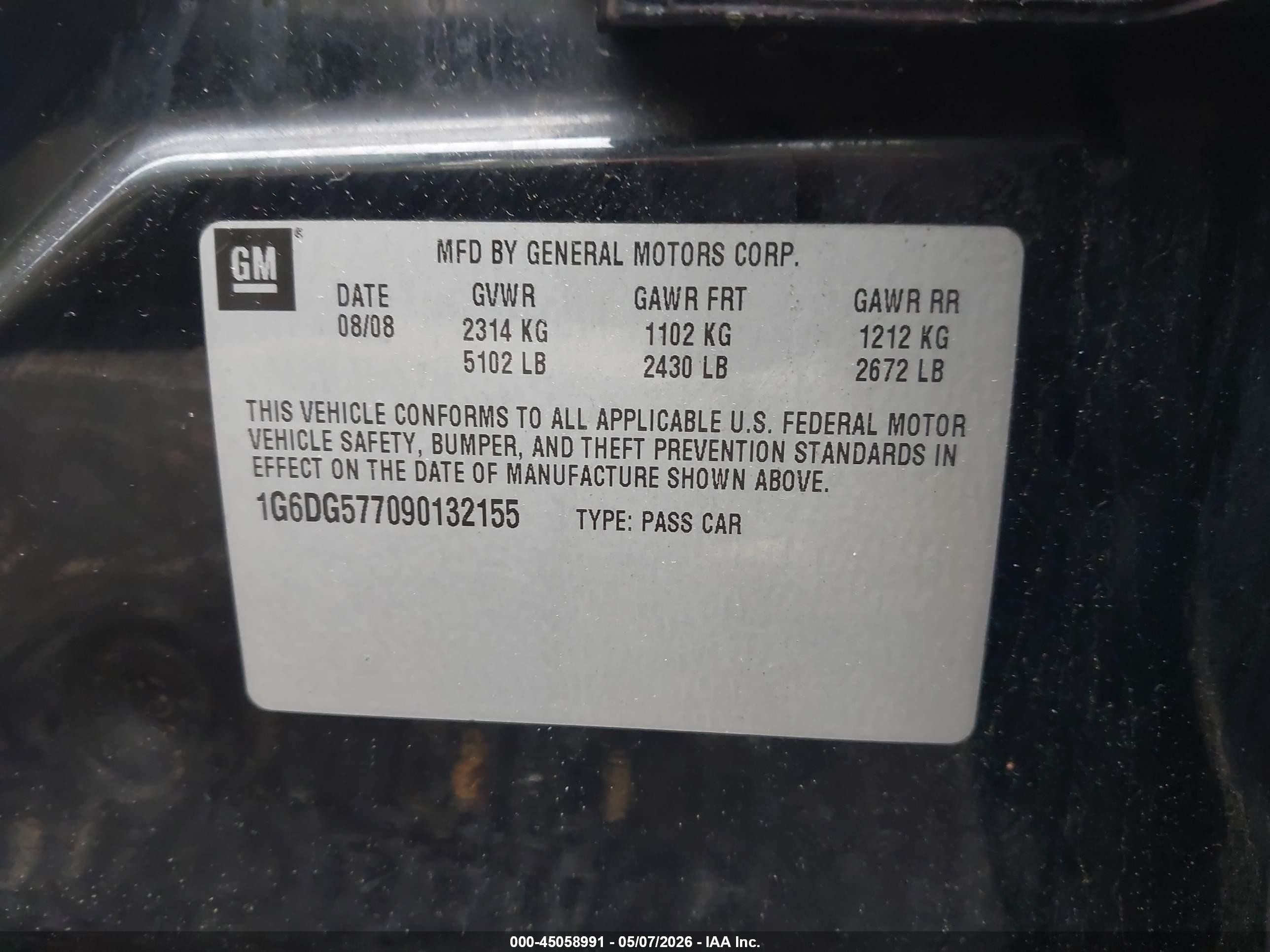 2009 Cadillac Cts Standard Black vin: 1G6DG577090132155