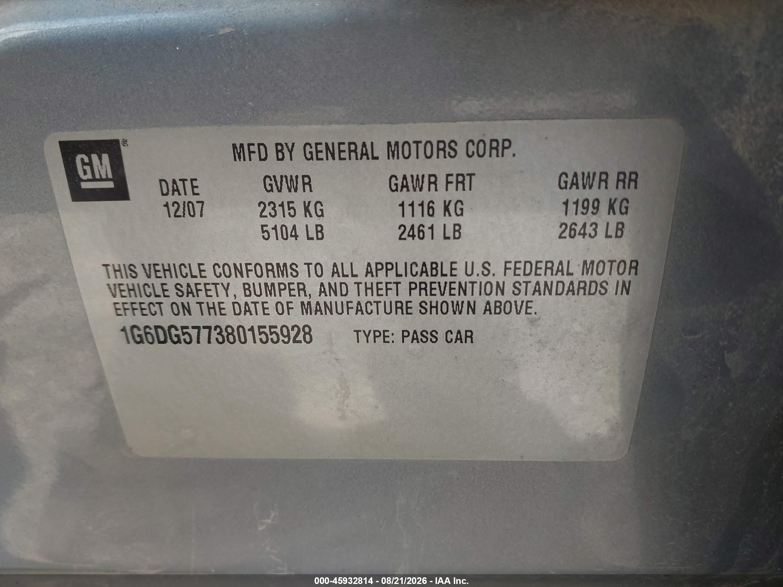 2008 Cadillac Cts Awd W/1sa Light Blue vin: 1G6DG577380155928