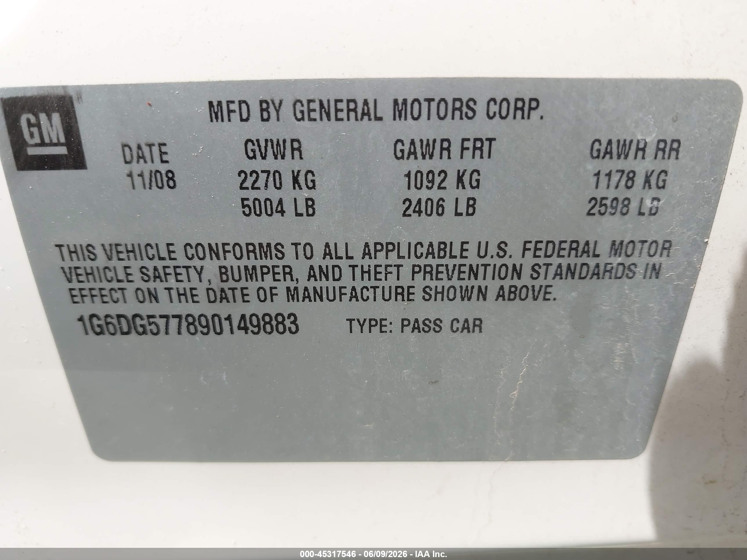 2009 Cadillac Cts Standard Белый vin: 1G6DG577890149883