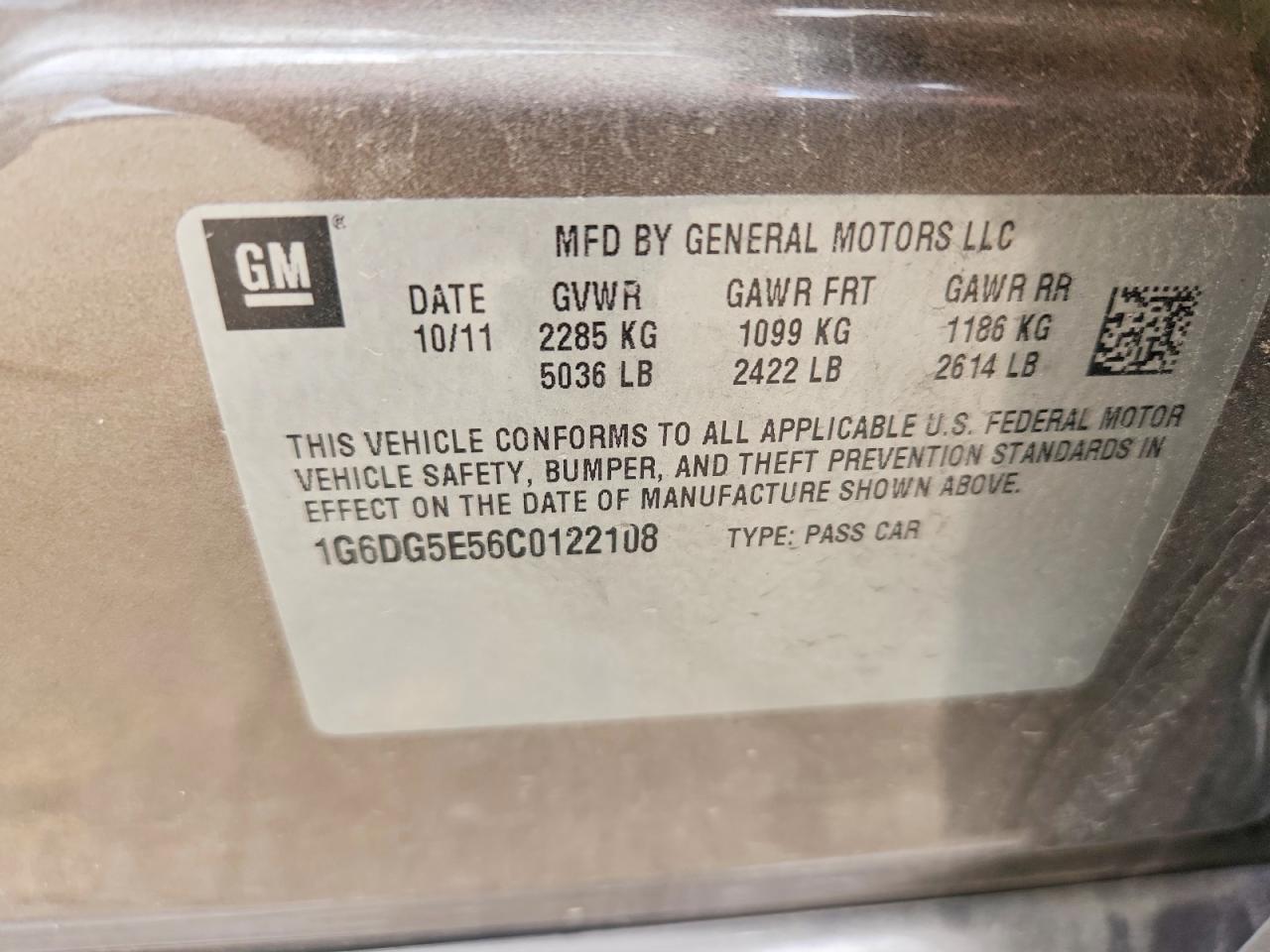 2012 Cadillac Cts Luxury Collection Tan vin: 1G6DG5E56C0122108