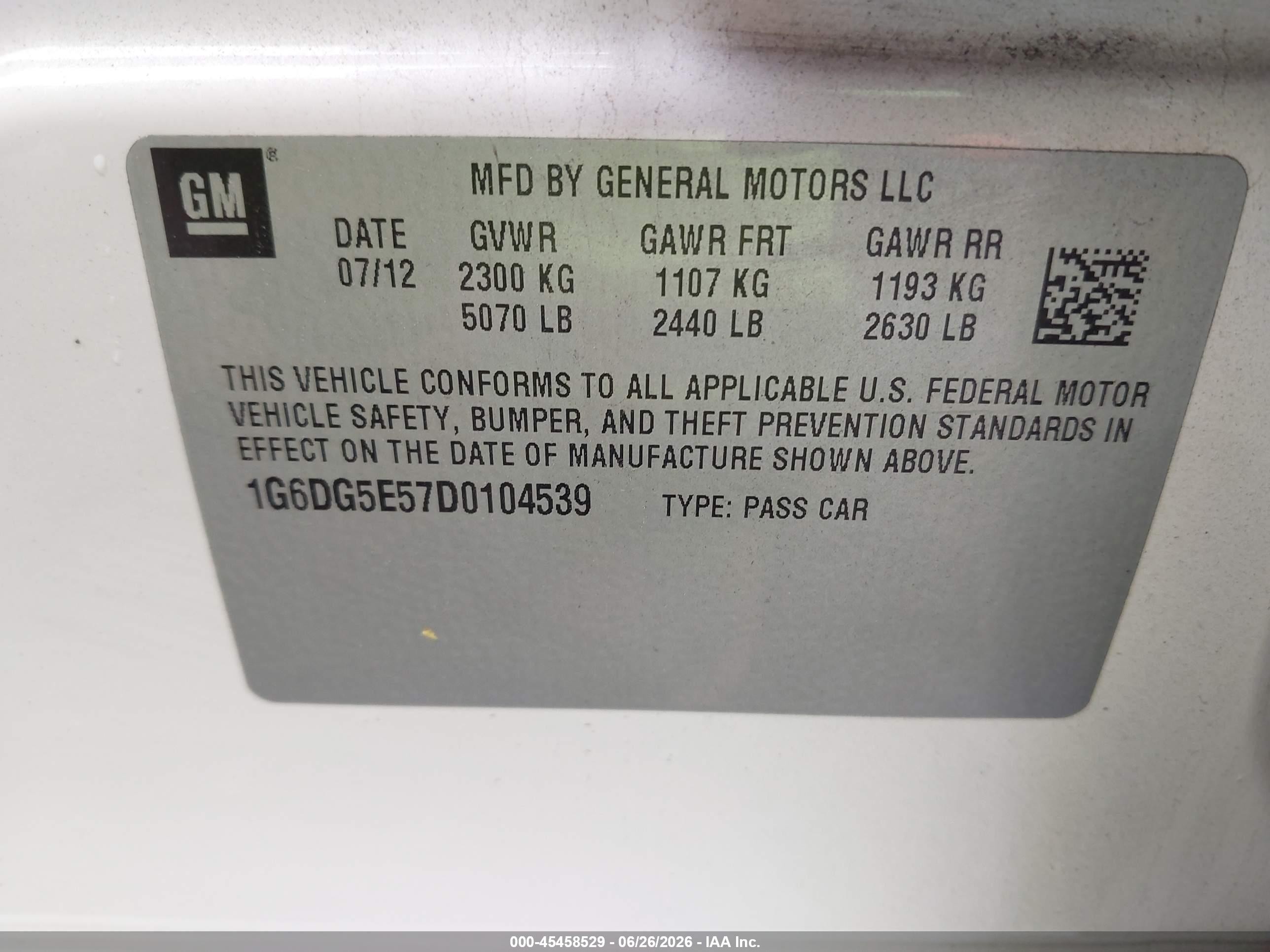 2013 Cadillac Cts Luxury Белый vin: 1G6DG5E57D0104539