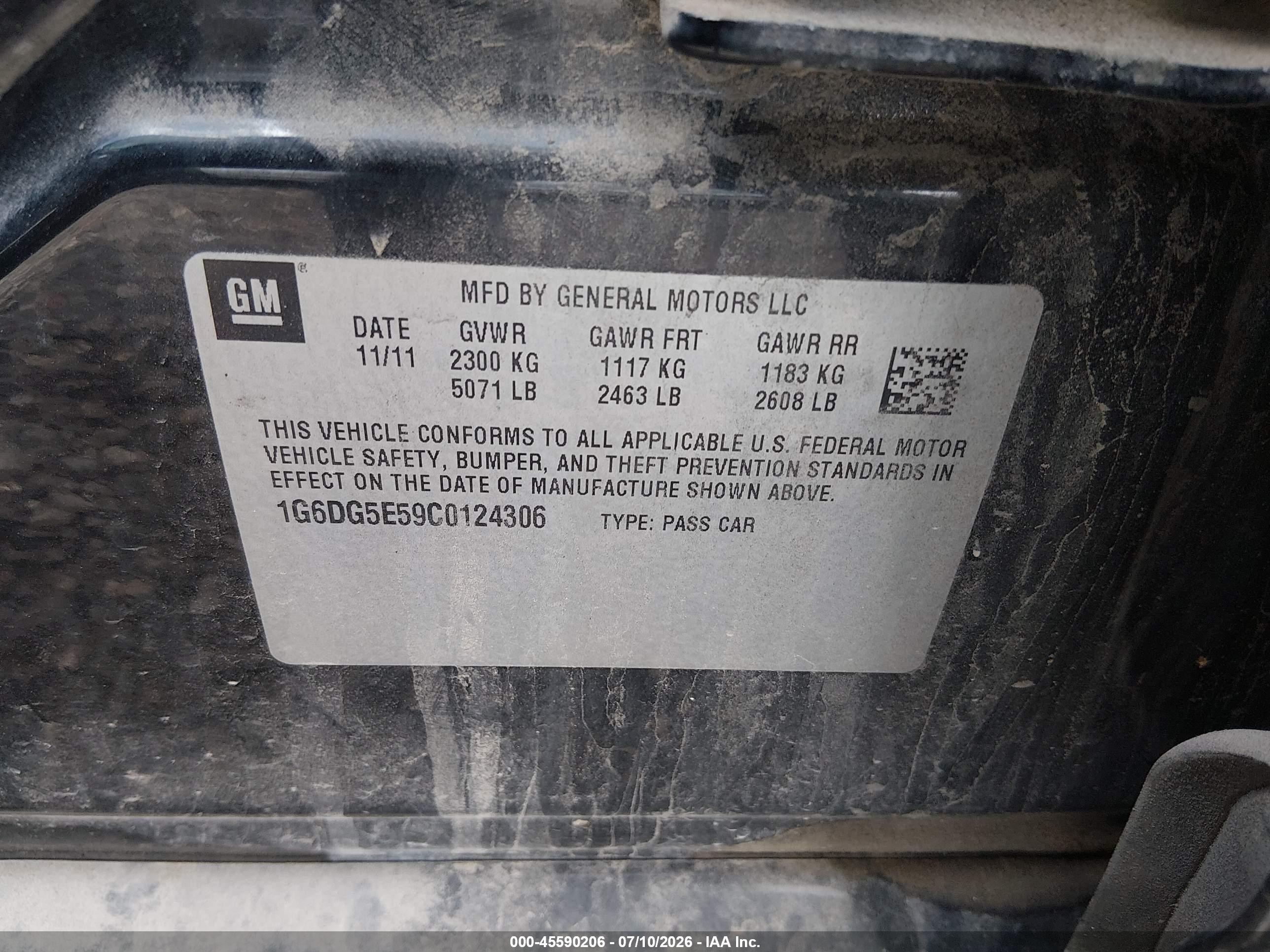 2012 Cadillac Cts Luxury Черный vin: 1G6DG5E59C0124306