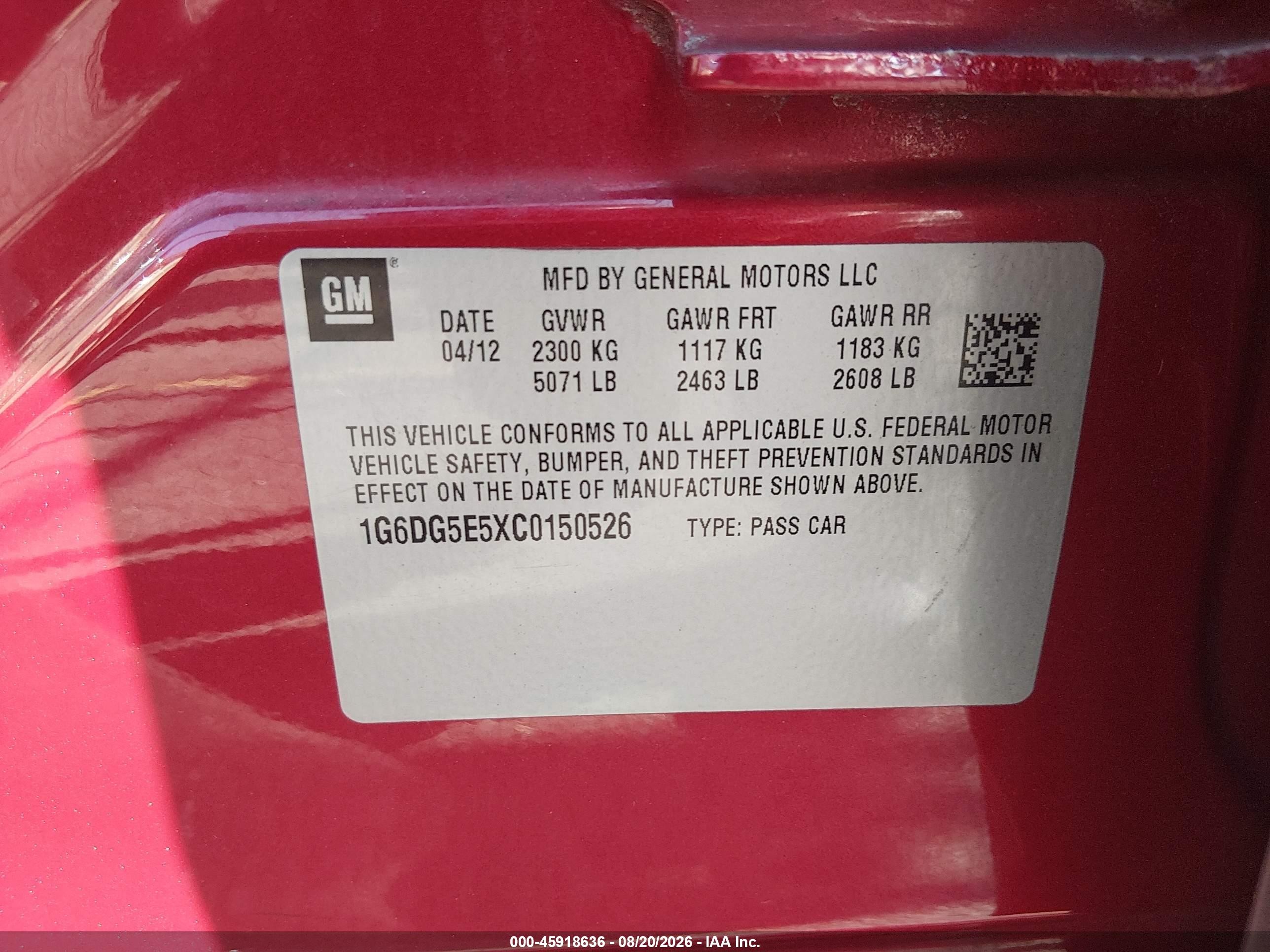 2012 Cadillac Cts Luxury Red vin: 1G6DG5E5XC0150526