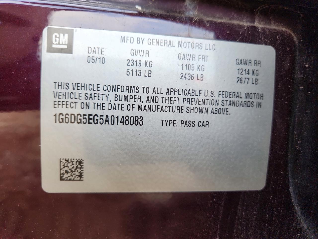 2010 Cadillac Cts Luxury Collection Burgundy vin: 1G6DG5EG5A0148083