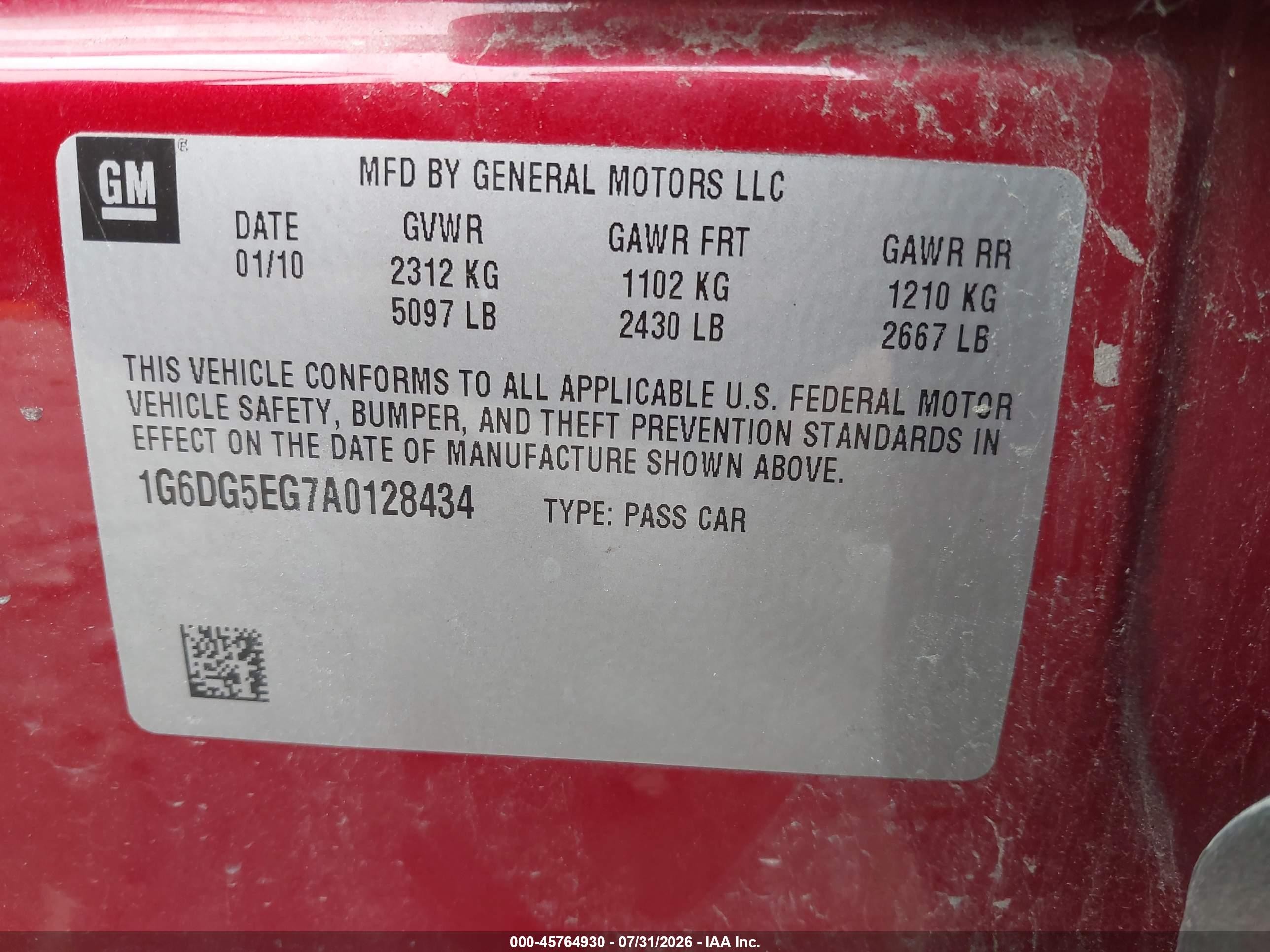 2010 Cadillac Cts Luxury Red vin: 1G6DG5EG7A0128434