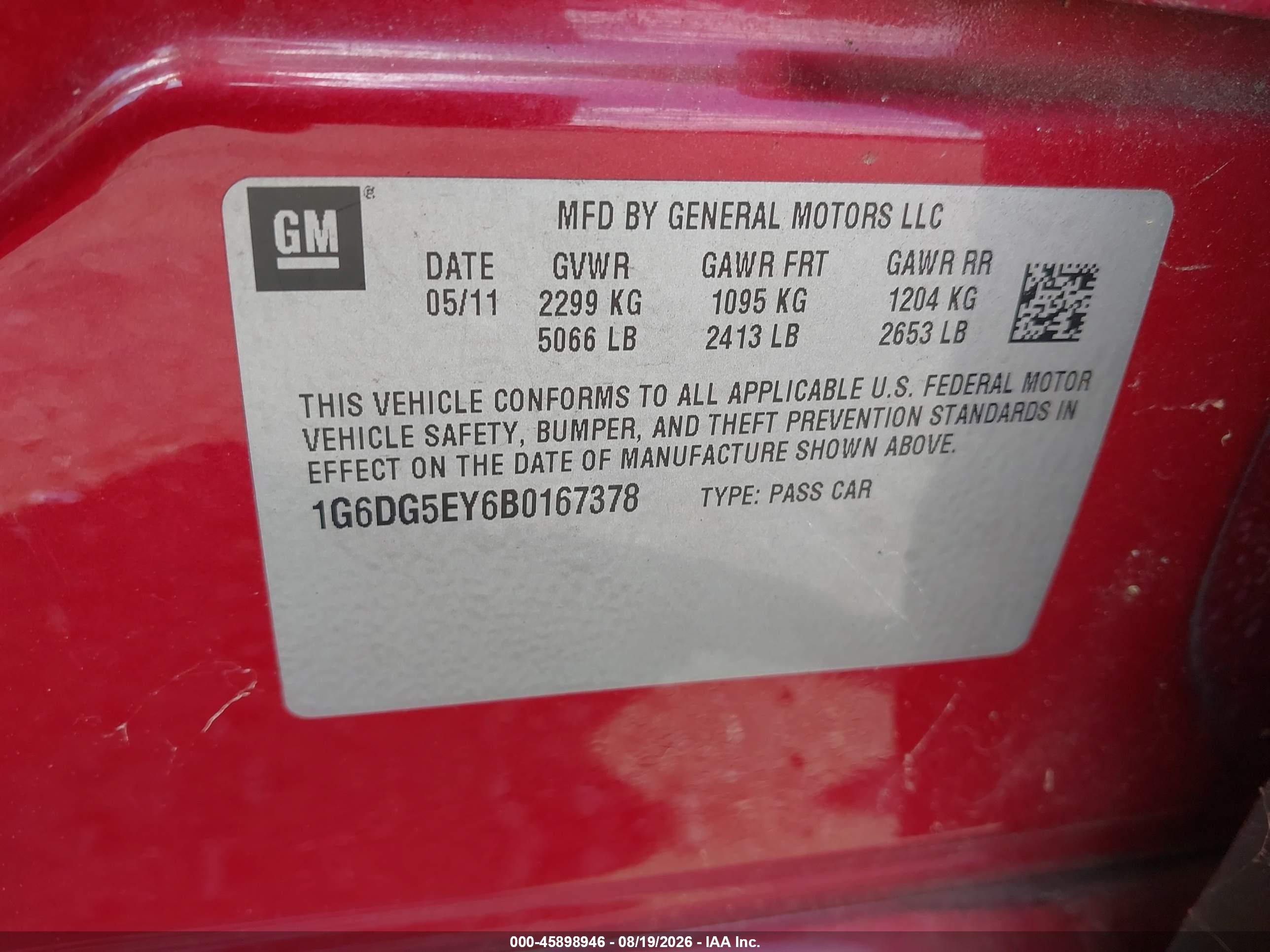 2011 Cadillac Cts Luxury Red vin: 1G6DG5EY6B0167378