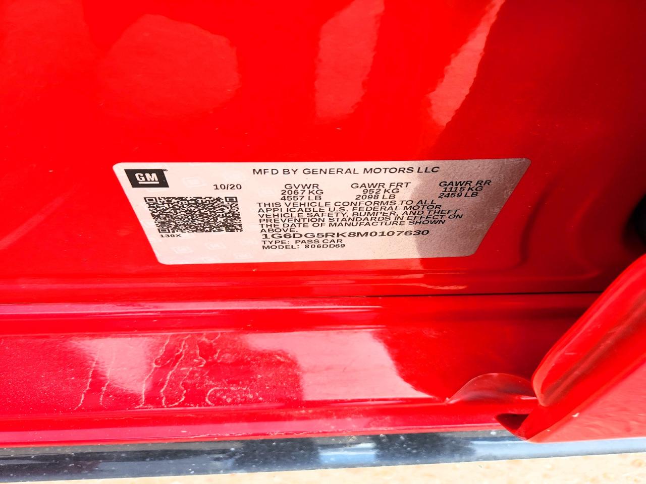2021 Cadillac Ct4 Sport Red vin: 1G6DG5RK8M0107630
