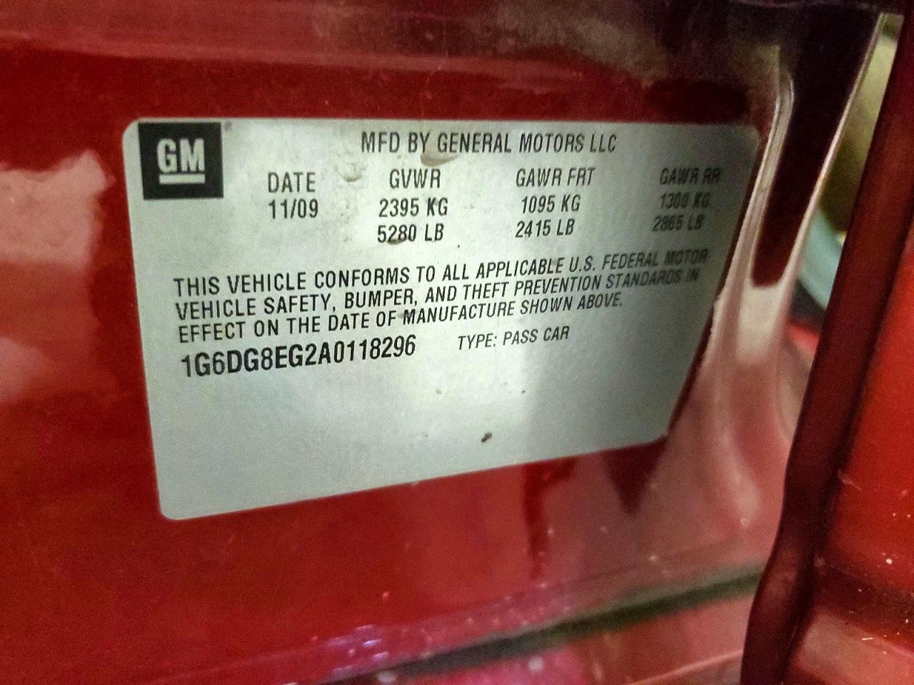 2010 Cadillac Cts Luxury Collection Red vin: 1G6DG8EG2A0118296