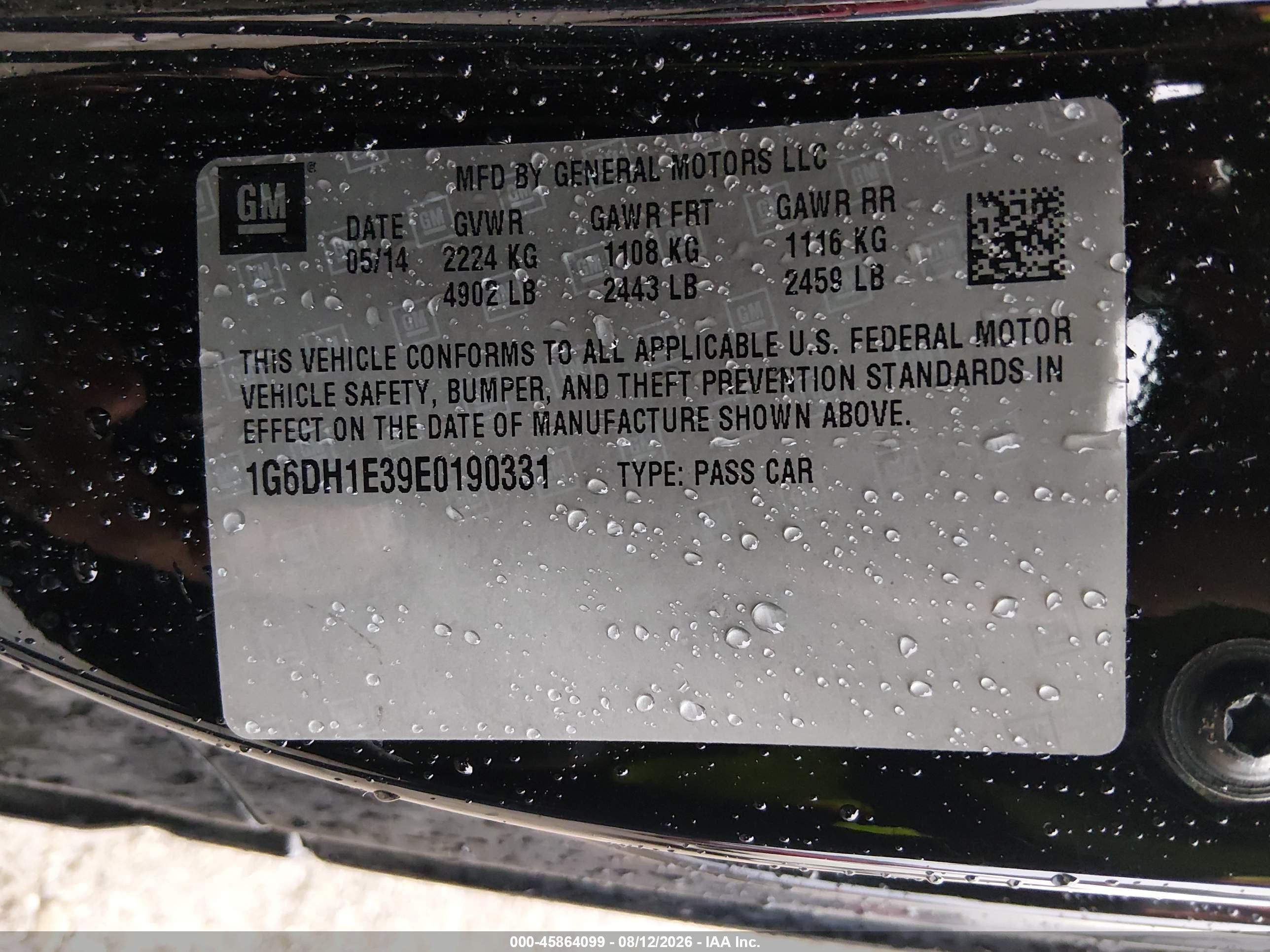2014 Cadillac Cts Premium Black vin: 1G6DH1E39E0190331