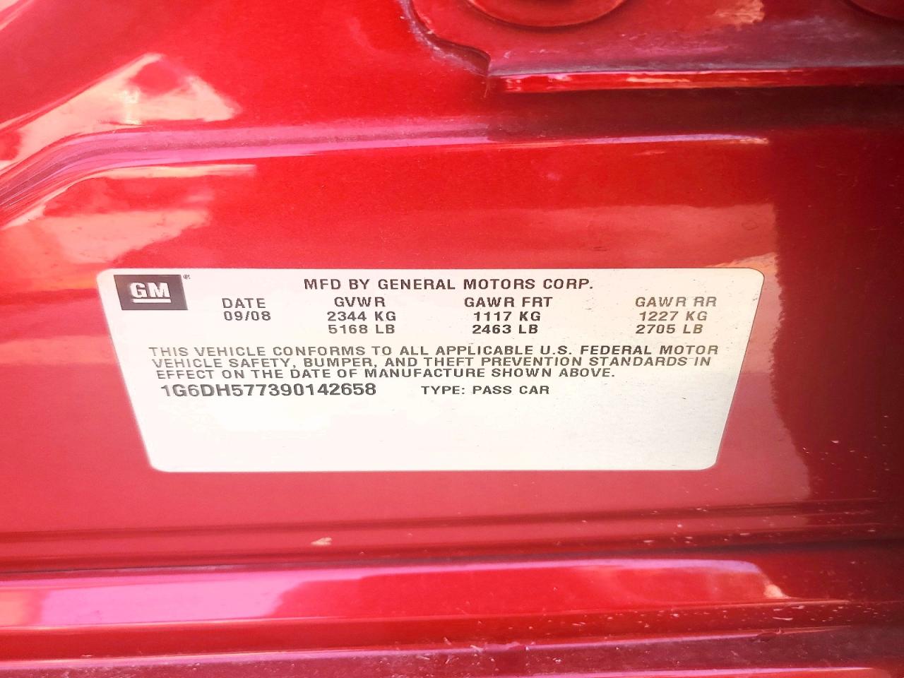 2009 Cadillac Cts Burgundy vin: 1G6DH577390142658