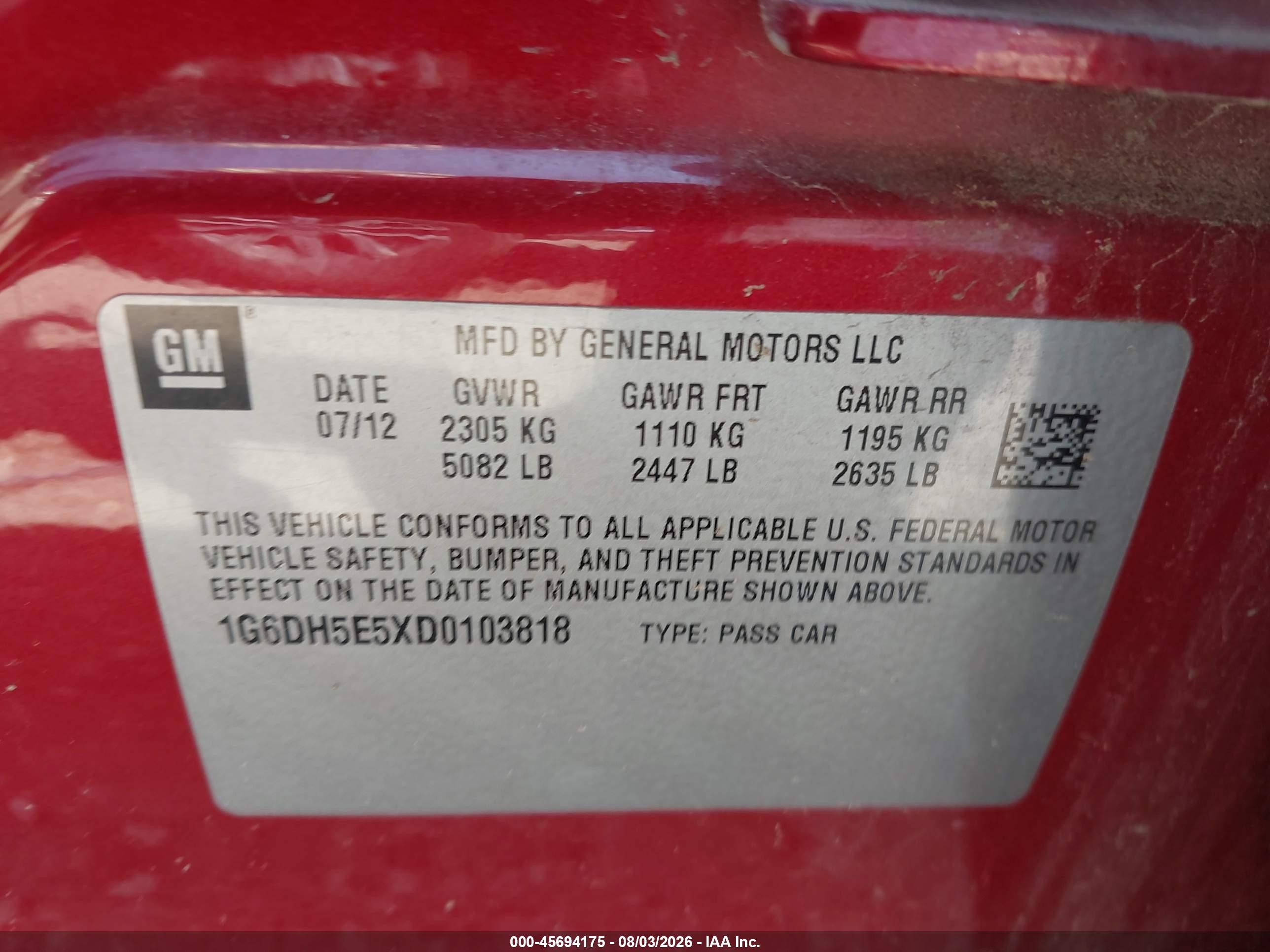 2013 Cadillac Cts Luxury Красный vin: 1G6DH5E5XD0103818