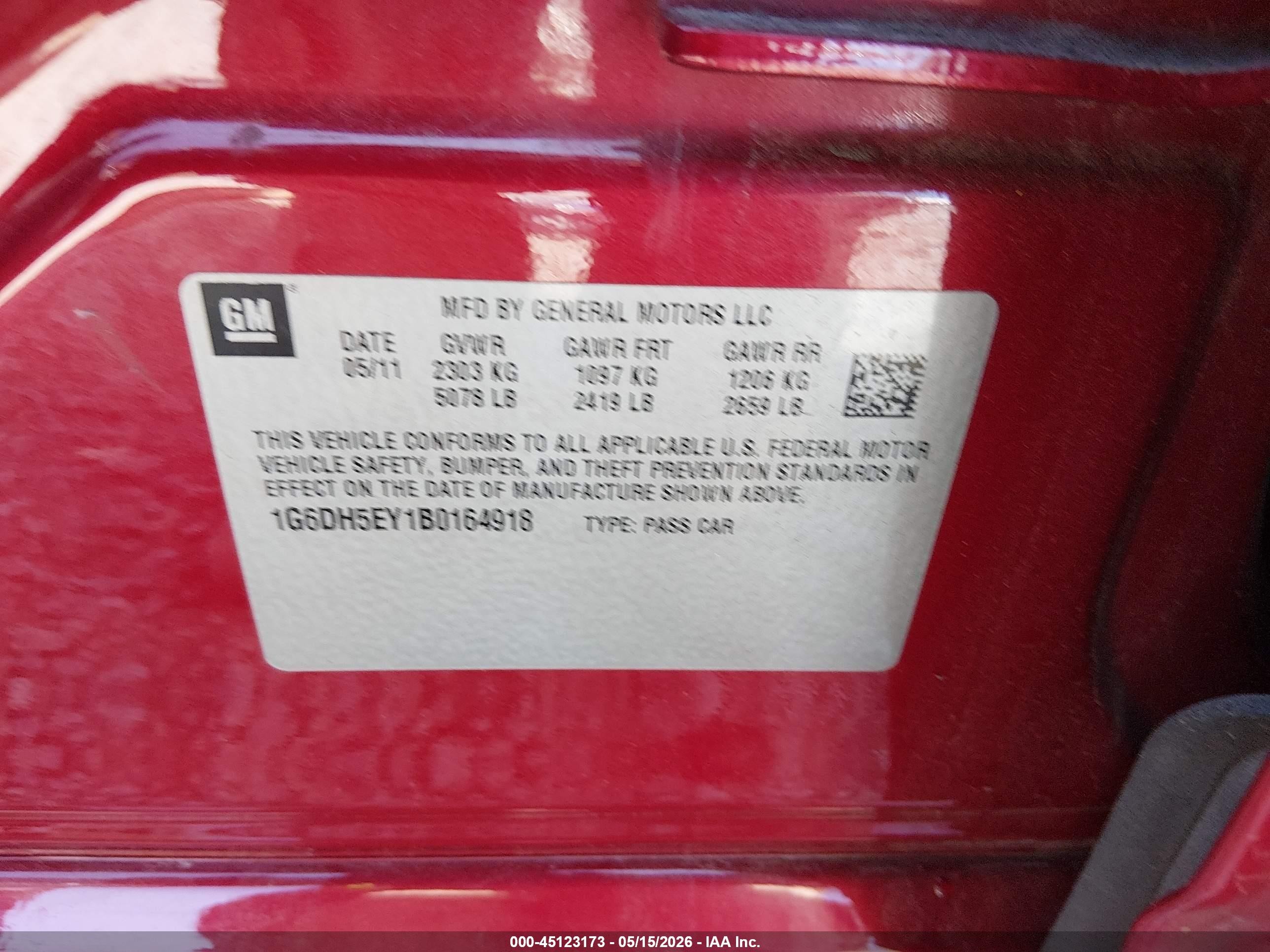 2011 Cadillac Cts Luxury Red vin: 1G6DH5EY1B0164918