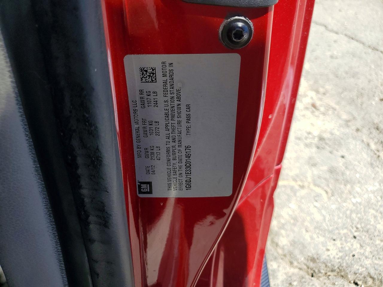 2012 Cadillac Cts Performance Collection Red vin: 1G6DJ1E33C0149176
