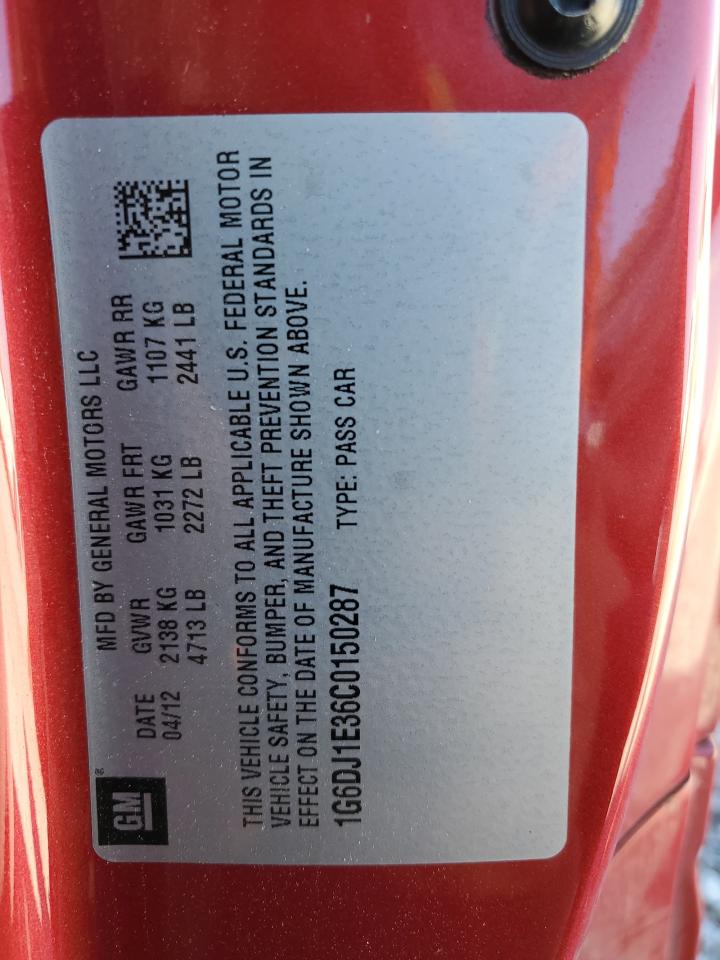 2012 Cadillac Cts Performance Collection Red vin: 1G6DJ1E36C0150287