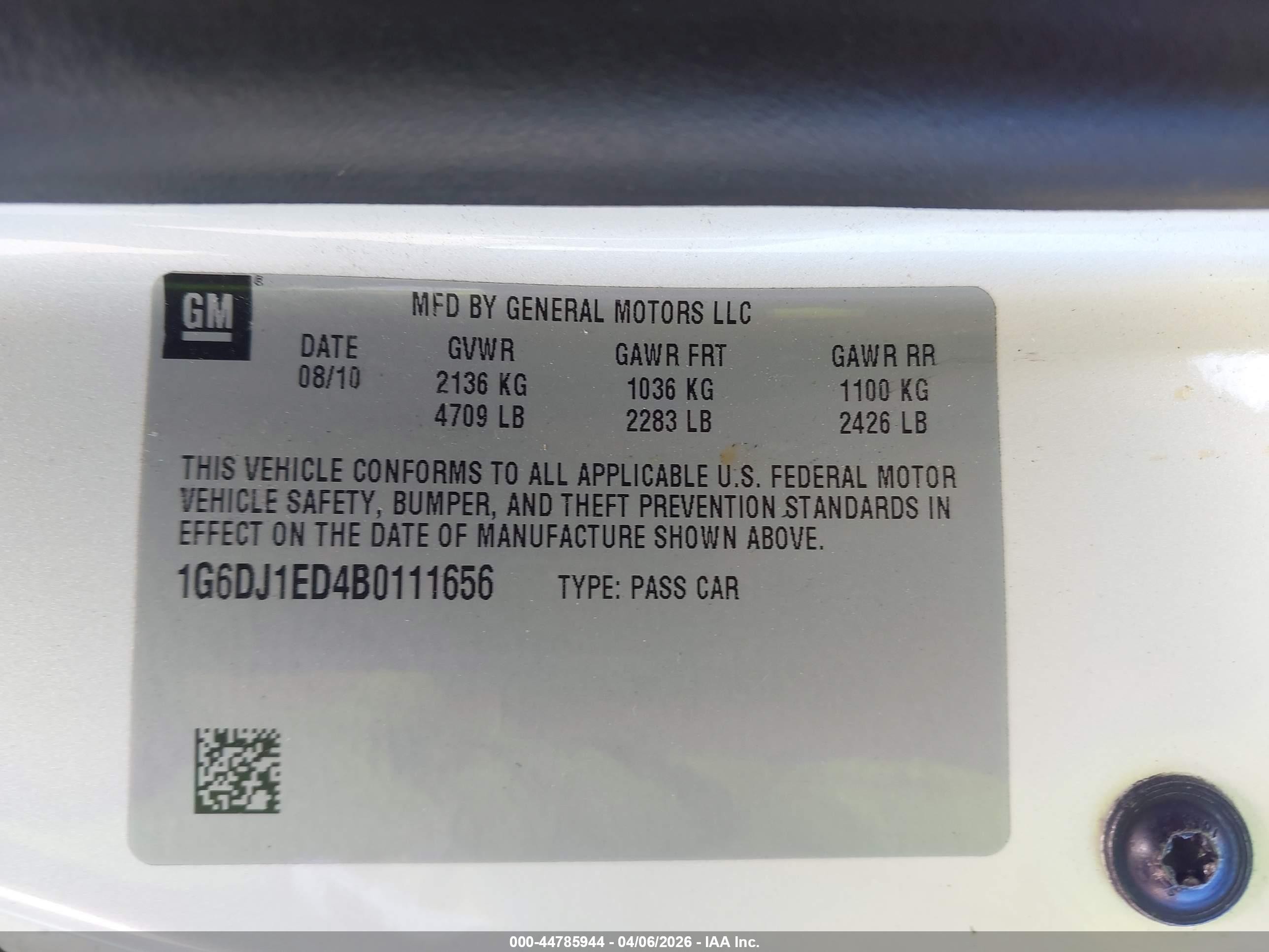 2011 Cadillac Cts Performance White vin: 1G6DJ1ED4B0111656