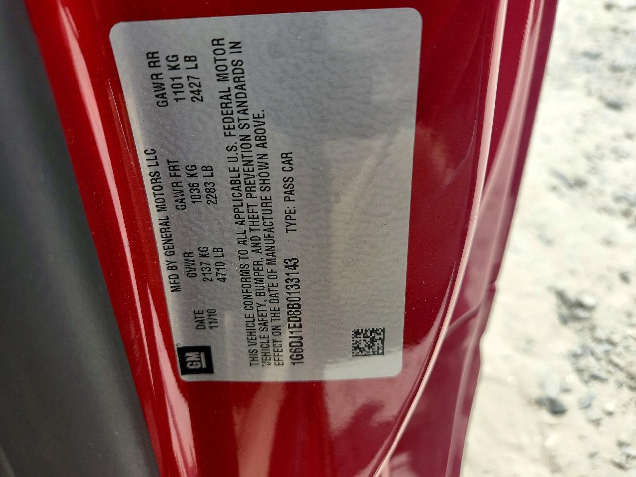 2011 Cadillac Cts Performance Collection Red vin: 1G6DJ1ED8B0133143