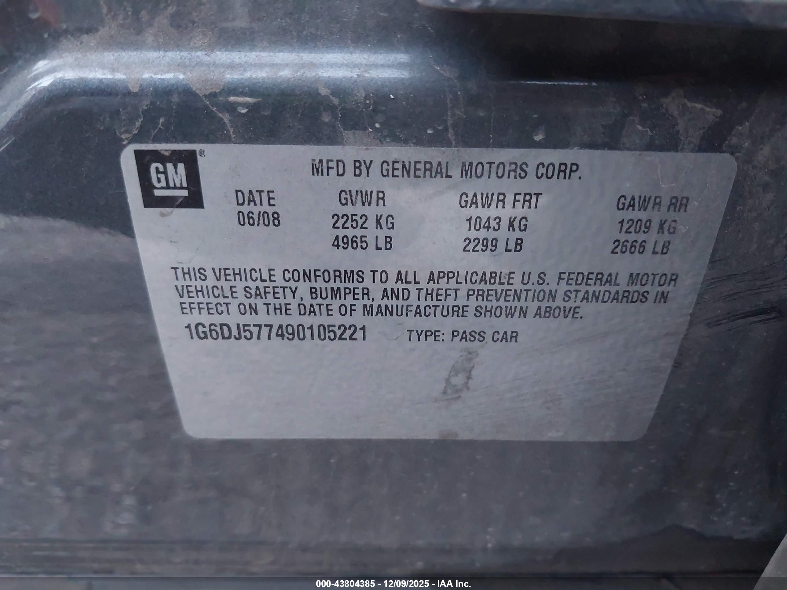 2009 Cadillac Cts Standard Gray vin: 1G6DJ577490105221