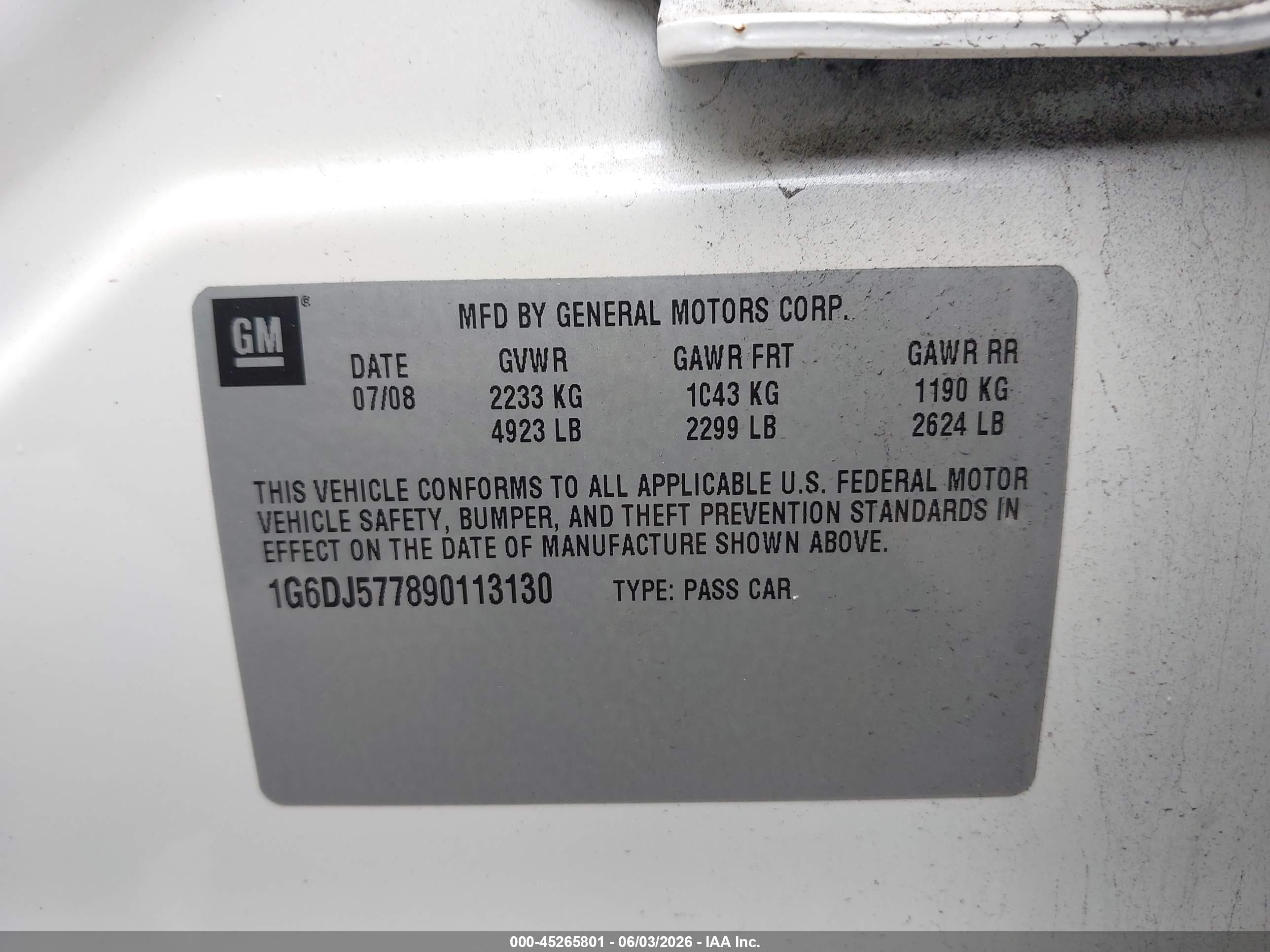 2009 Cadillac Cts Standard White vin: 1G6DJ577890113130