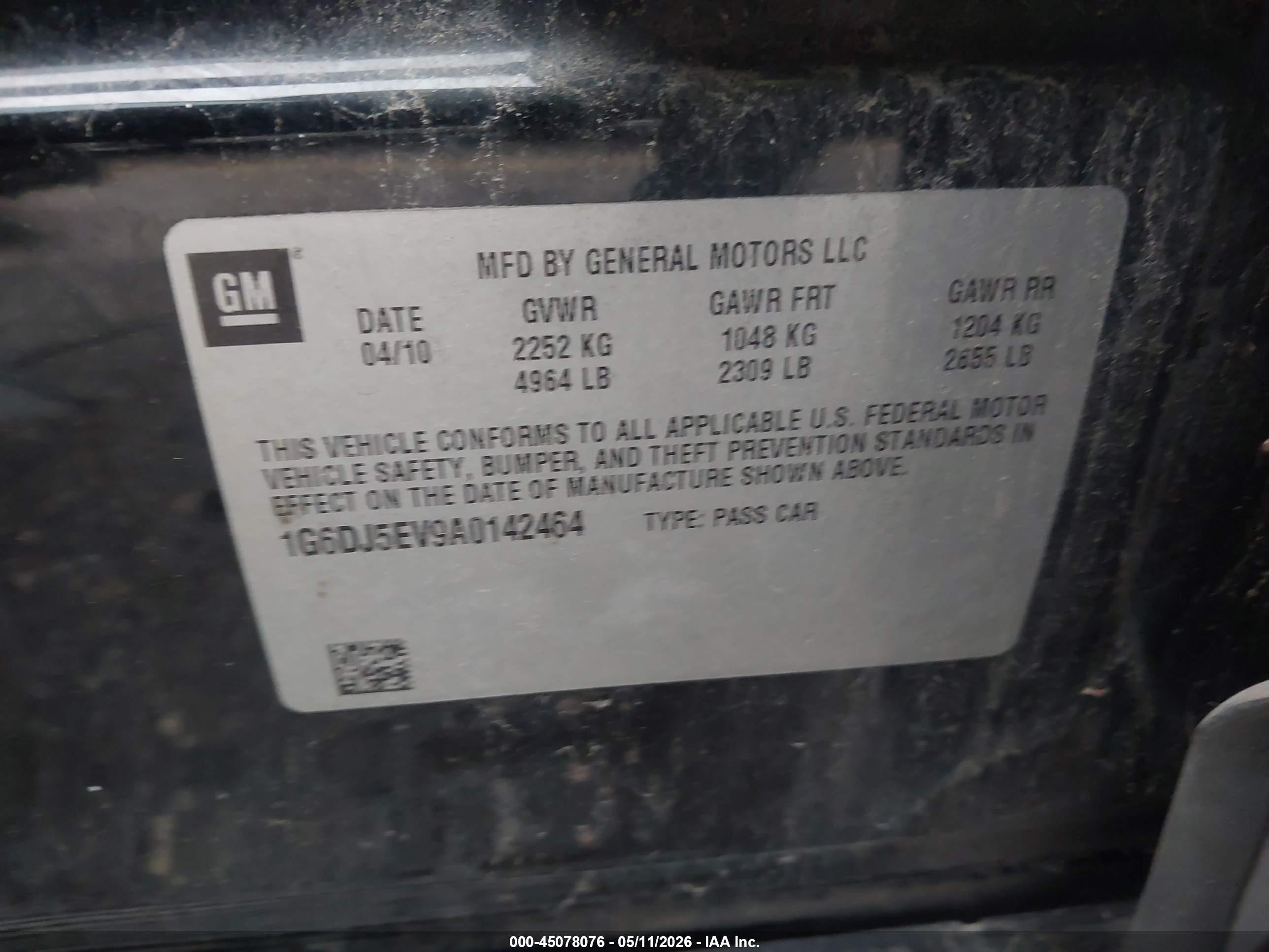 2010 Cadillac Cts Standard Black vin: 1G6DJ5EV9A0142464