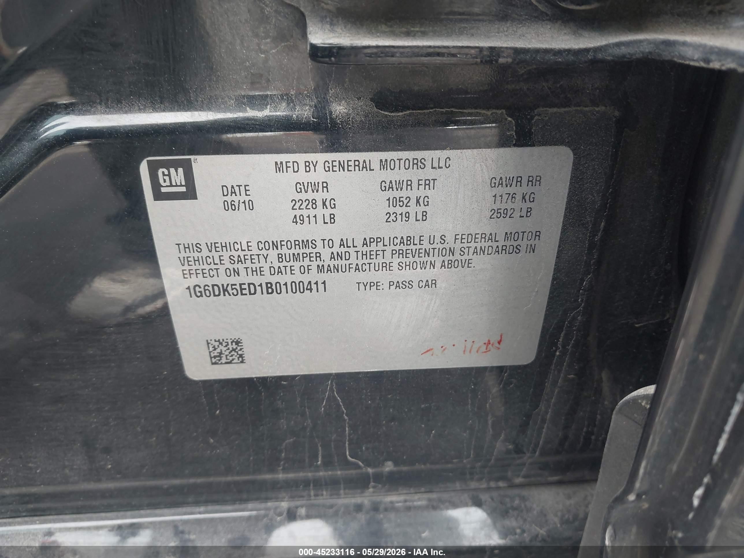 2011 Cadillac Cts Standard Black vin: 1G6DK5ED1B0100411