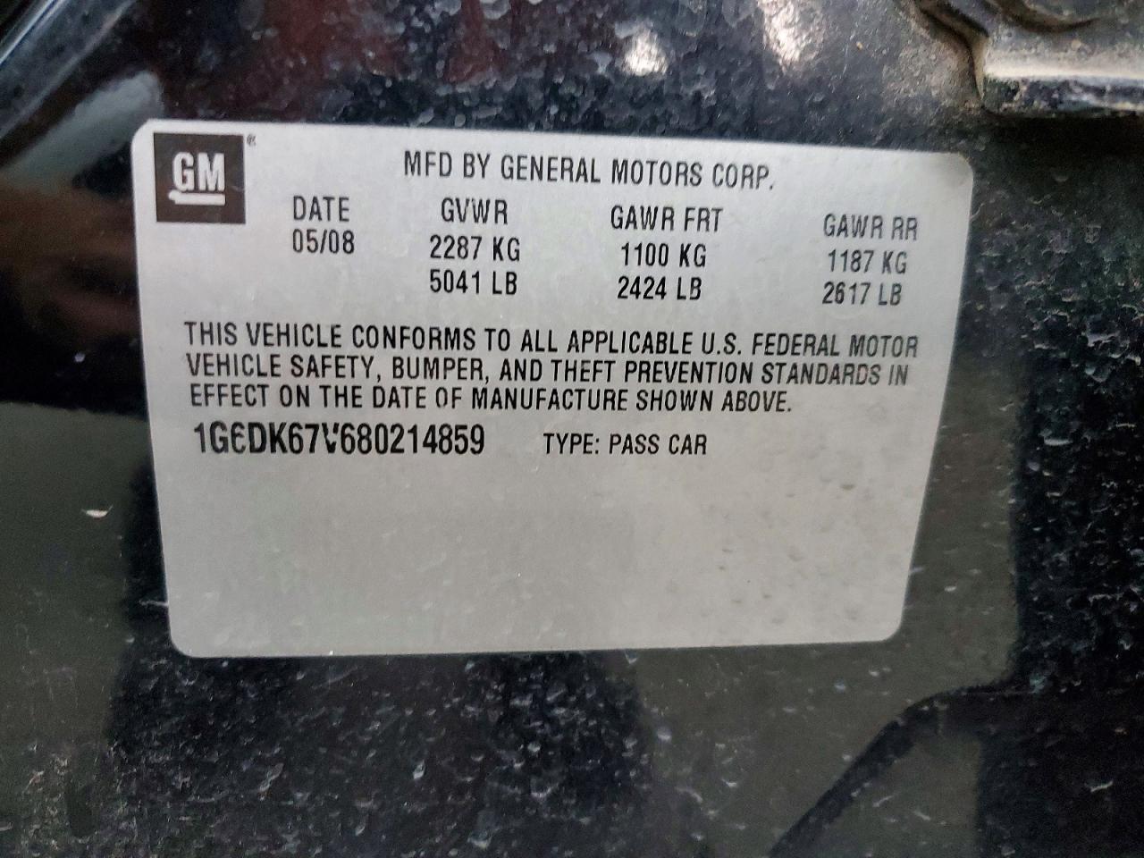 2008 Cadillac Sts Black vin: 1G6DK67V680214859