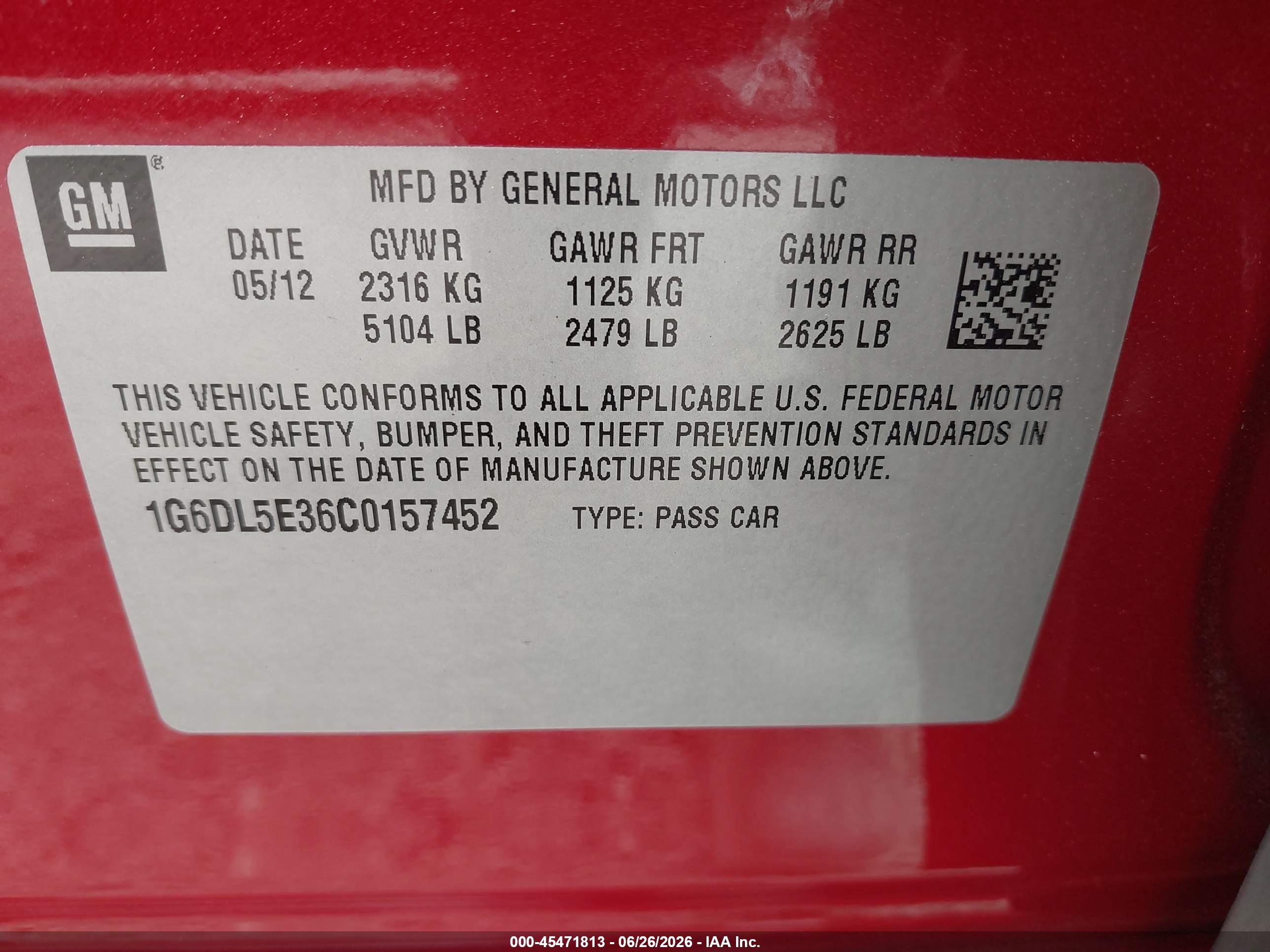 2012 Cadillac Cts Performance Red vin: 1G6DL5E36C0157452