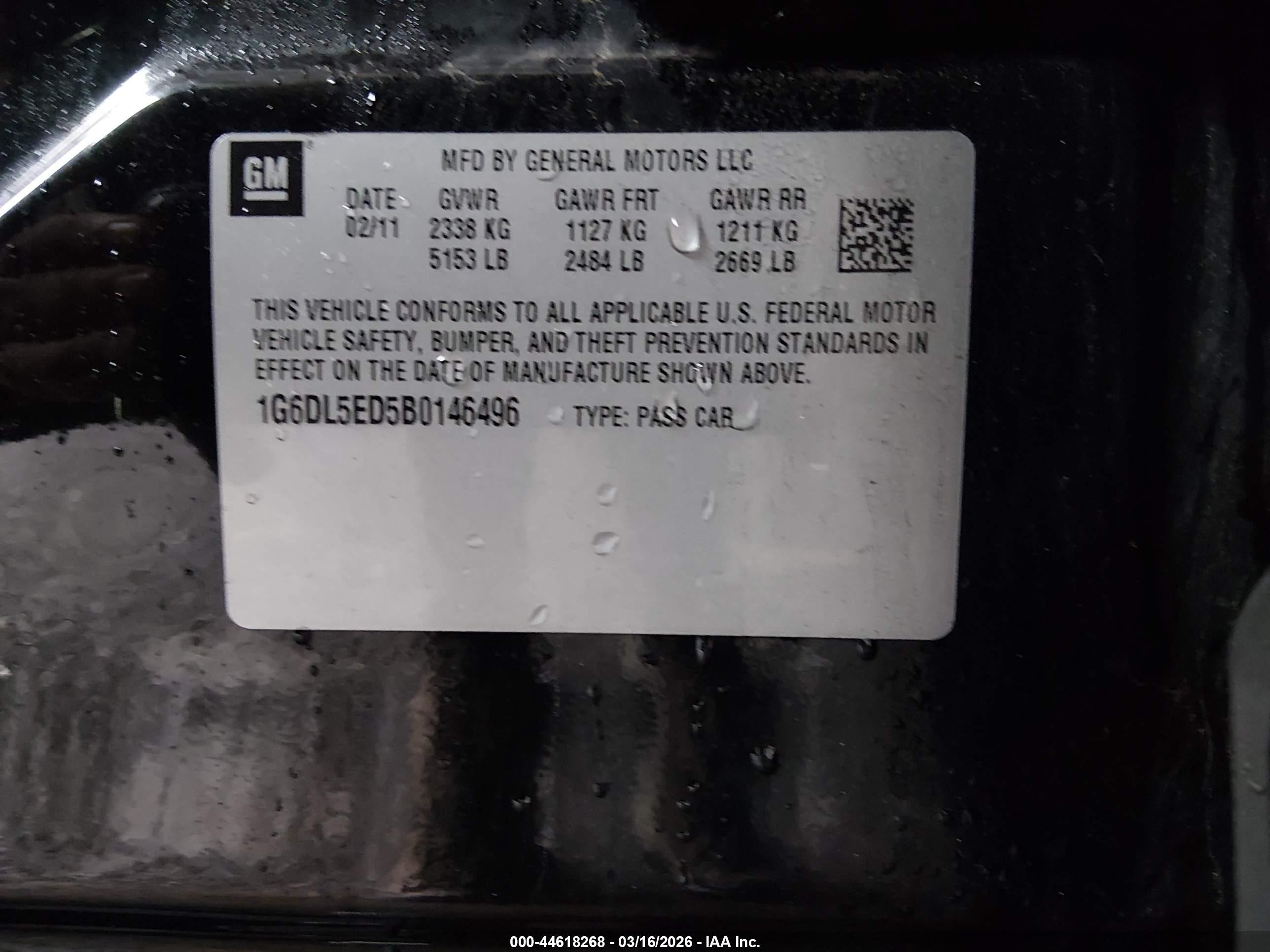 2011 Cadillac Cts Standard Black vin: 1G6DL5ED5B0146496