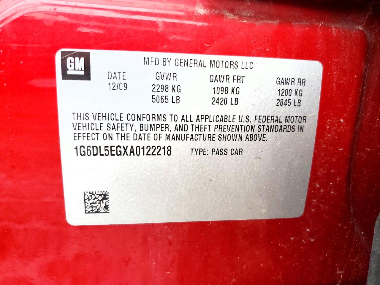2010 Cadillac Cts Performance Collection Red vin: 1G6DL5EGXA0122218