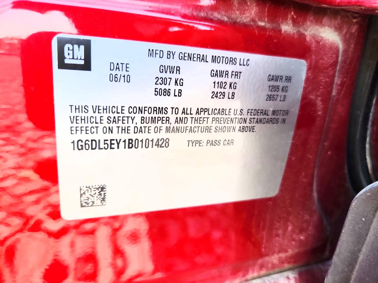 2011 Cadillac Cts Performance Collection Red vin: 1G6DL5EY1B0101428
