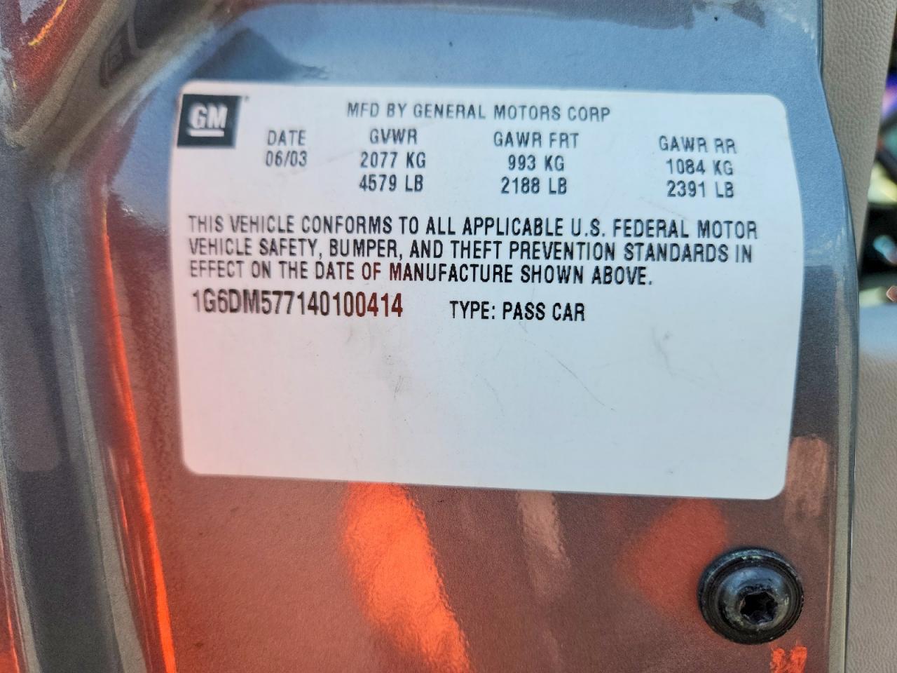 2004 Cadillac Cts Белый vin: 1G6DM577140100414