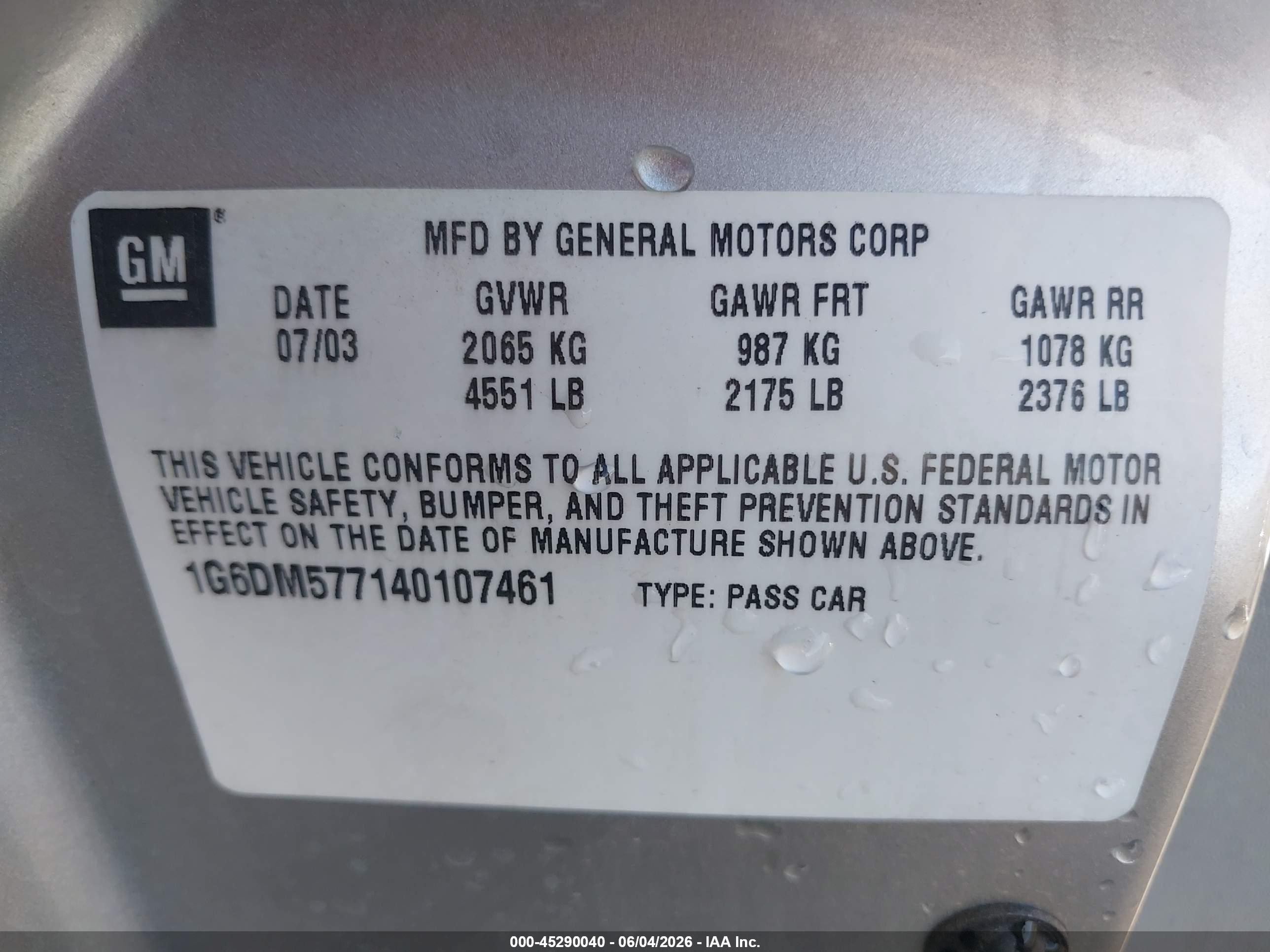 2004 Cadillac Cts Standard Silver vin: 1G6DM577140107461
