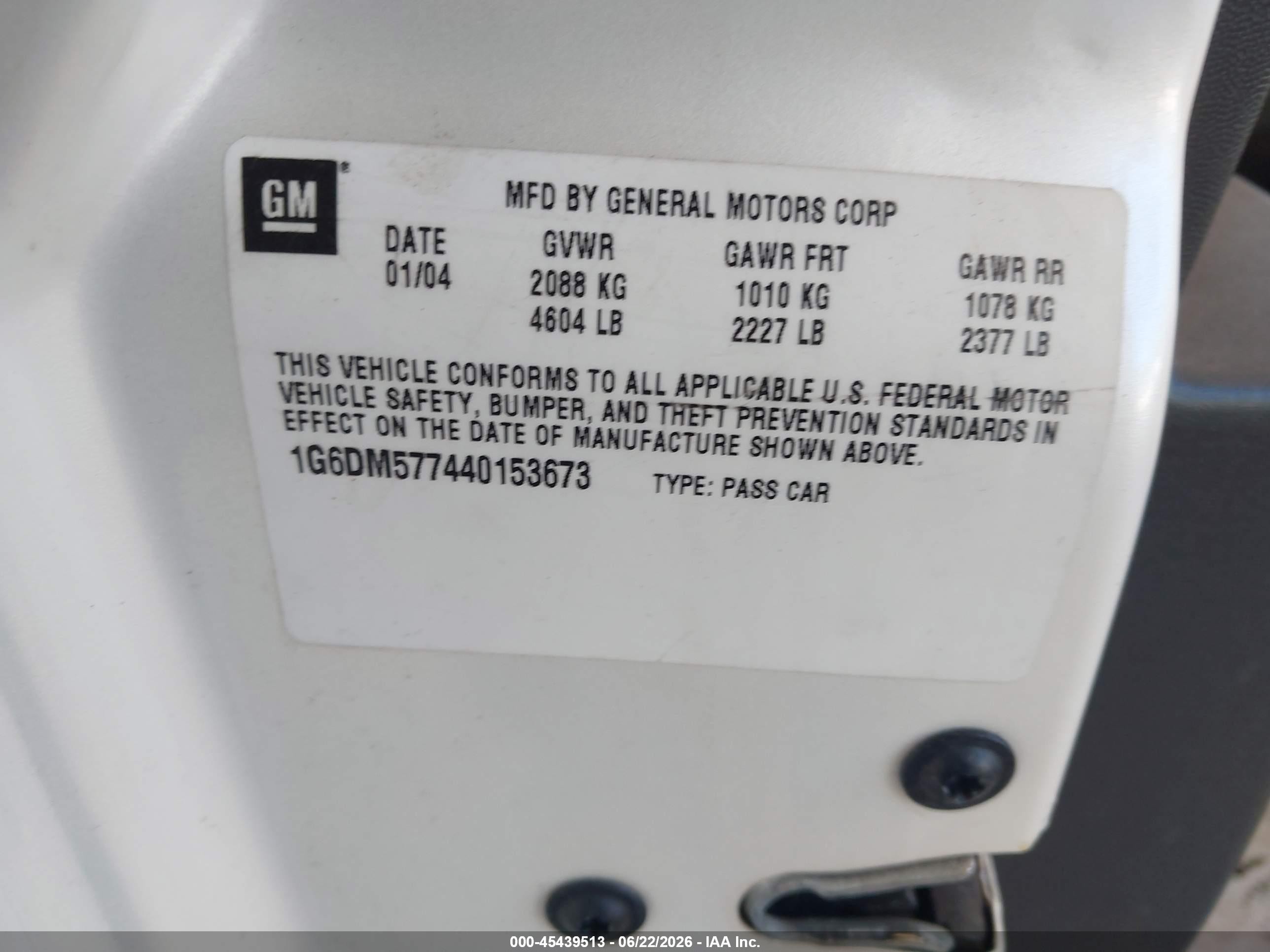 2004 Cadillac Cts Standard Белый vin: 1G6DM577440153673
