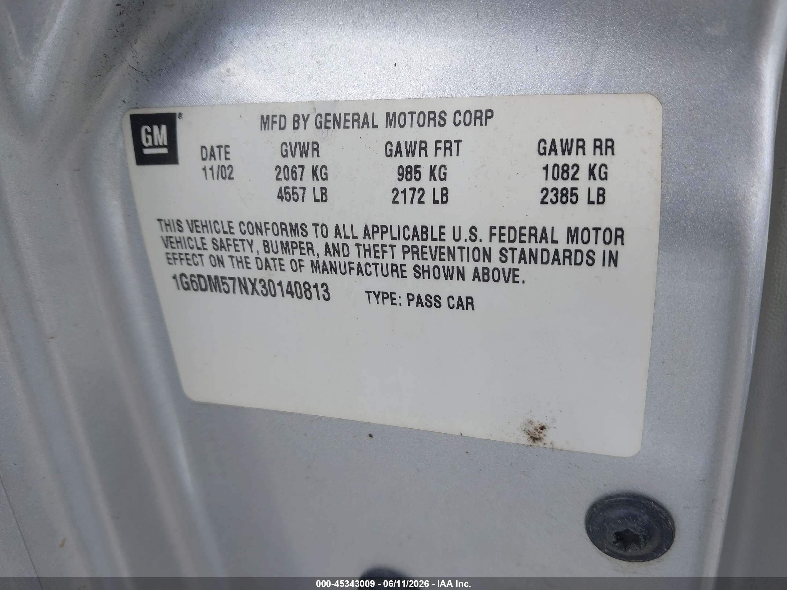 2003 Cadillac Cts Standard Silver vin: 1G6DM57NX30140813