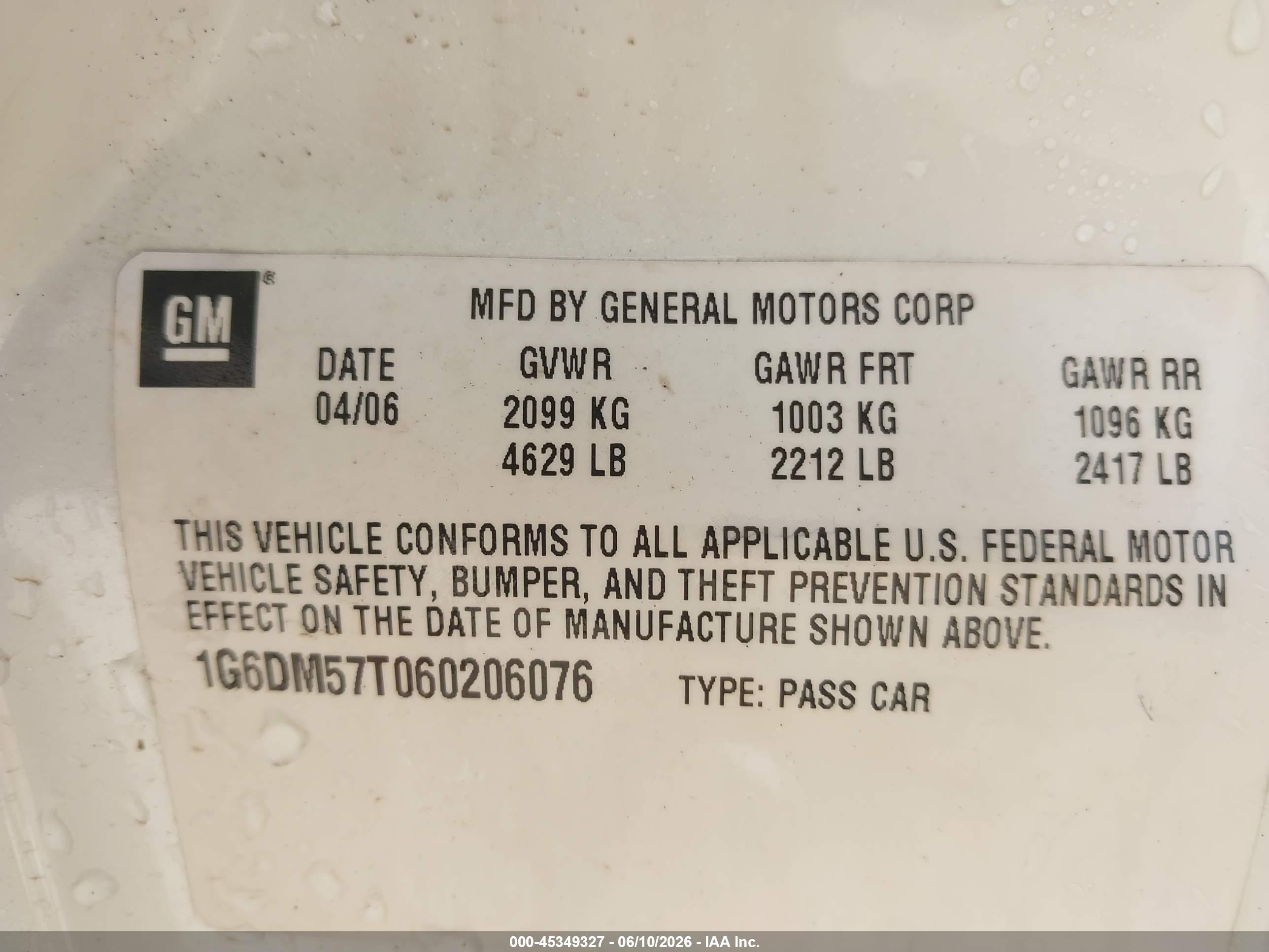 2006 Cadillac Cts Standard White vin: 1G6DM57T060206076