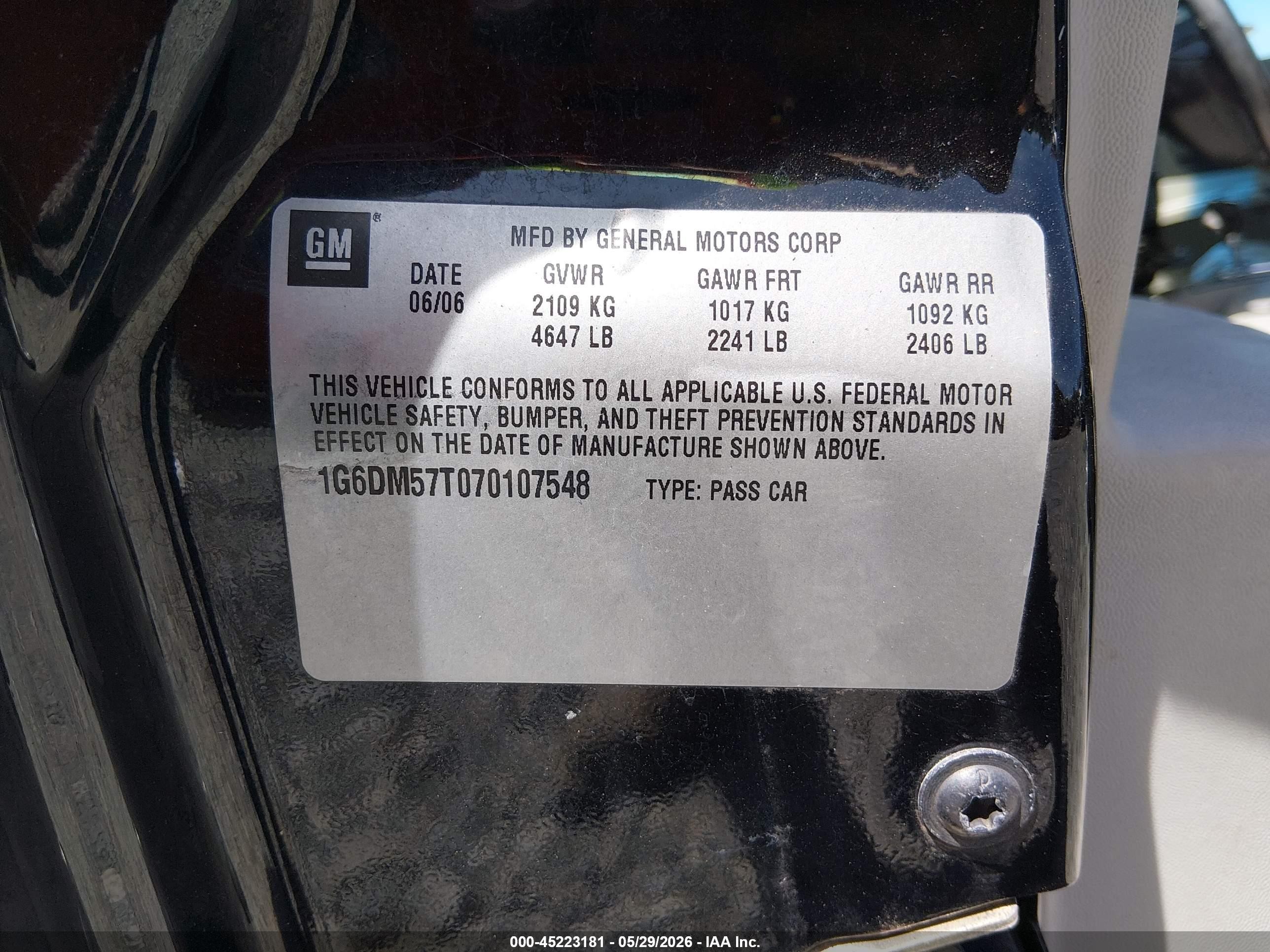 2007 Cadillac Cts Standard Черный vin: 1G6DM57T070107548
