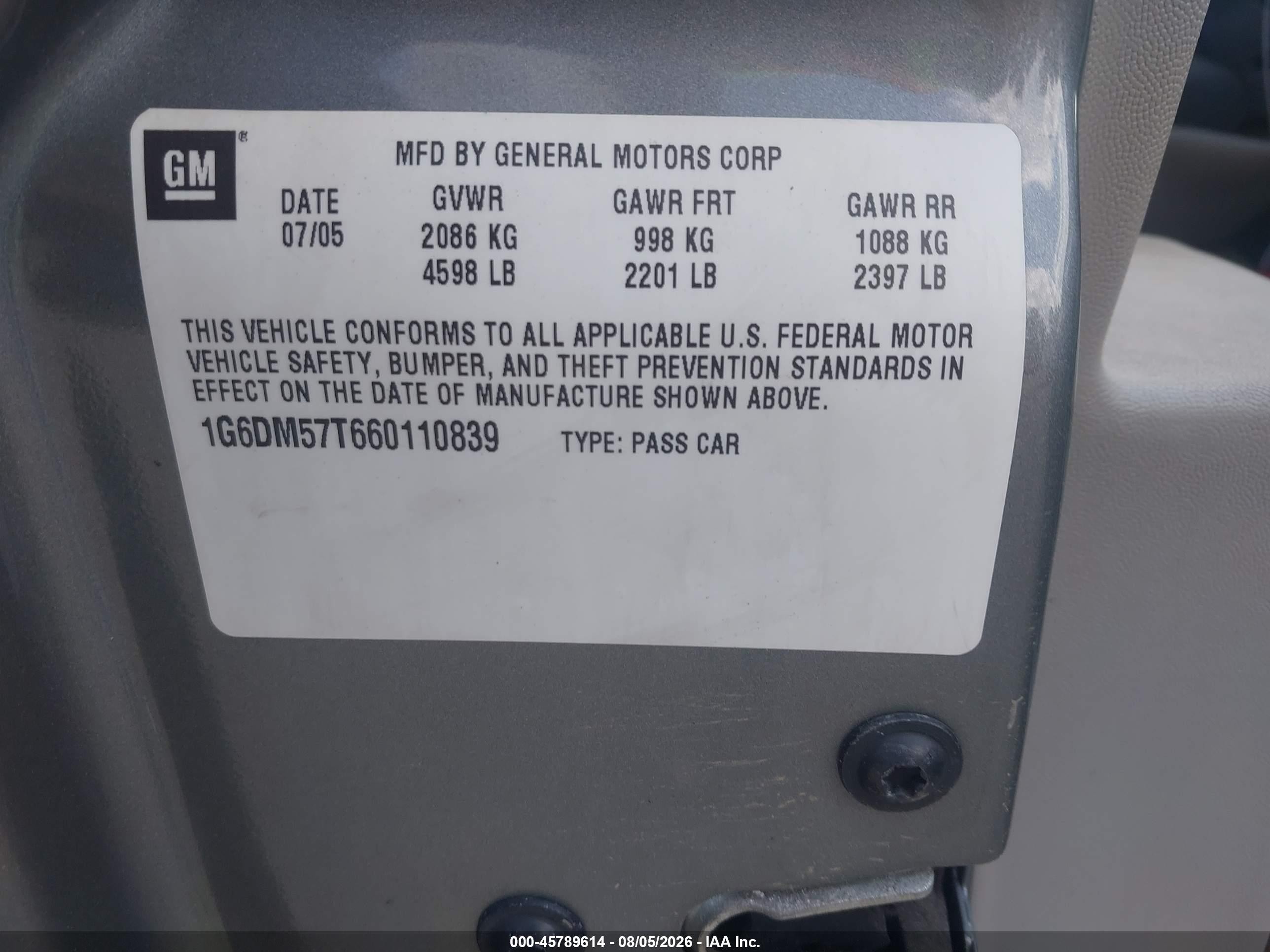 2006 Cadillac Cts Base W/1sa Silver vin: 1G6DM57T660110839