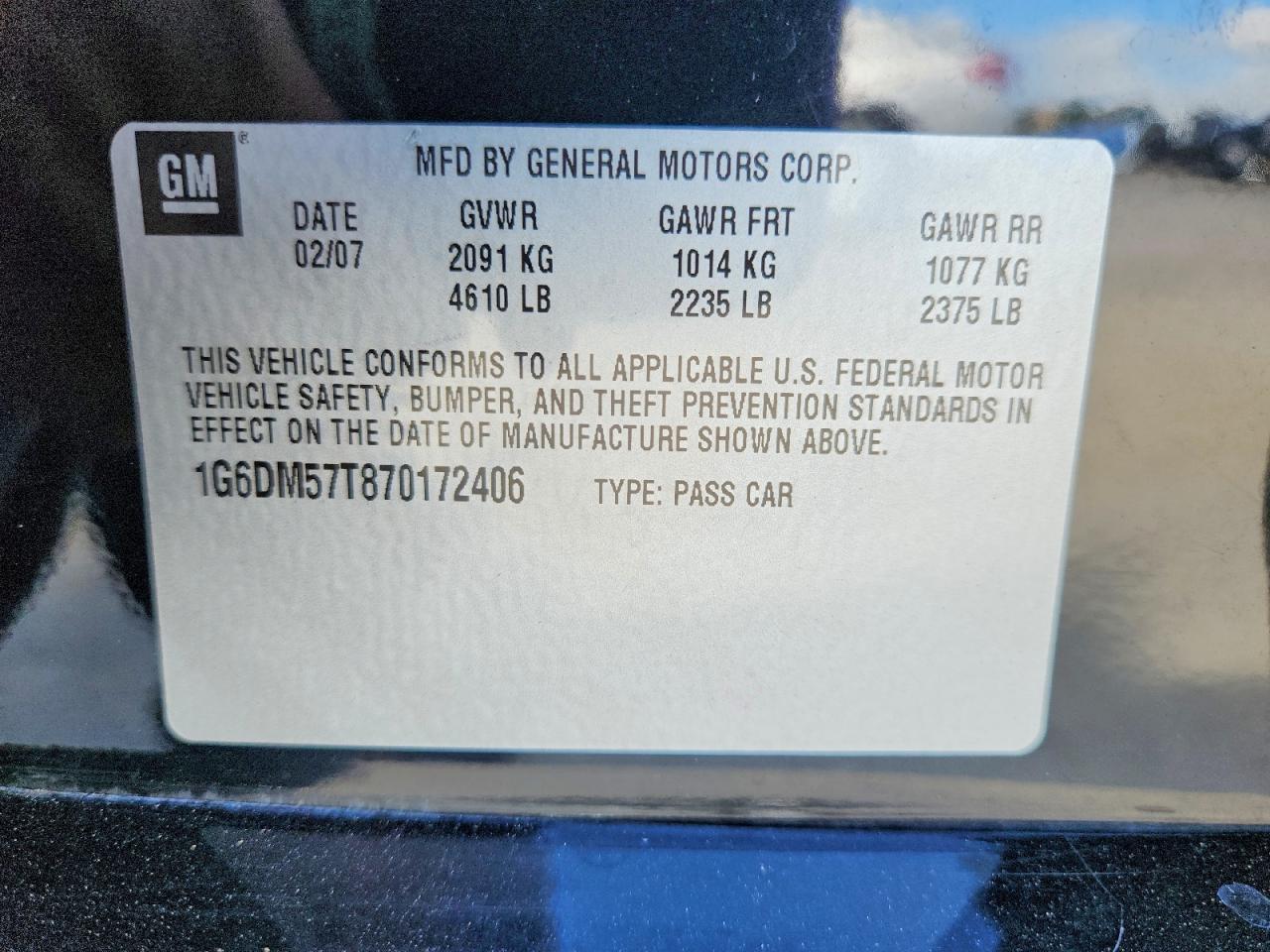 2007 Cadillac Cts Black vin: 1G6DM57T870172406