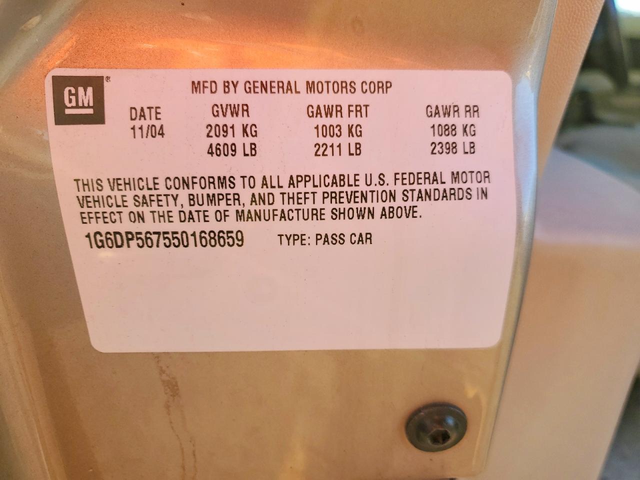 2005 Cadillac Cts Beige vin: 1G6DP567550168659