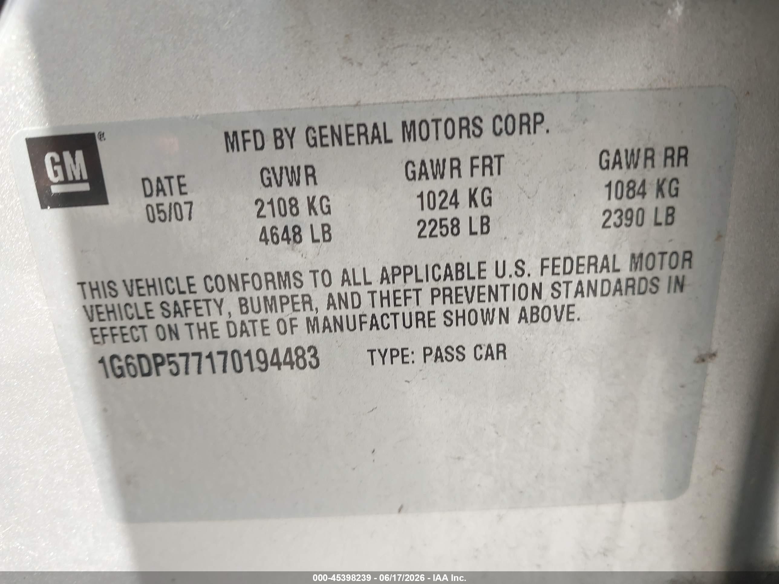 2007 Cadillac Cts Standard Silver vin: 1G6DP577170194483
