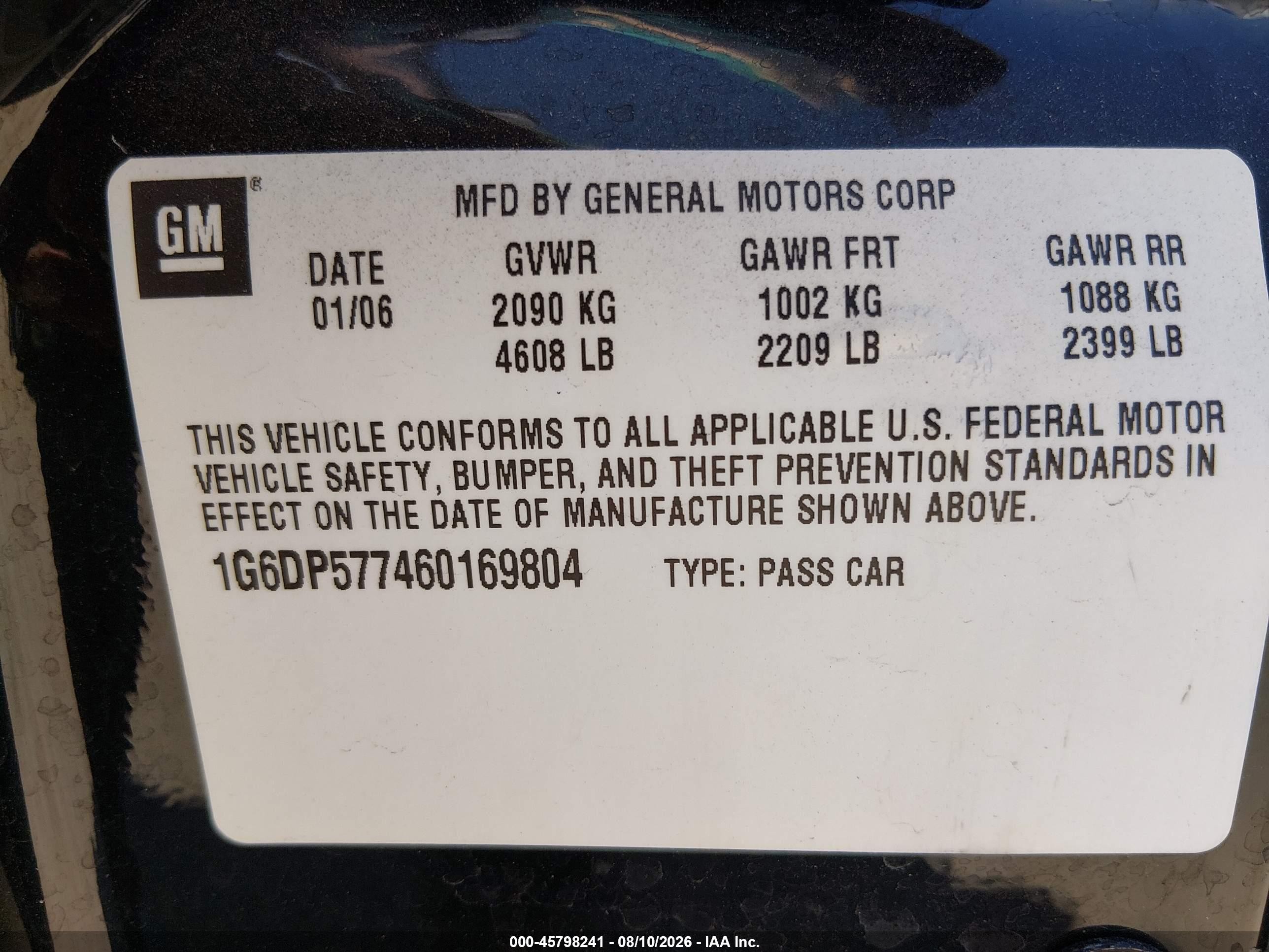 2006 Cadillac Cts Base W/1sb Black vin: 1G6DP577460169804