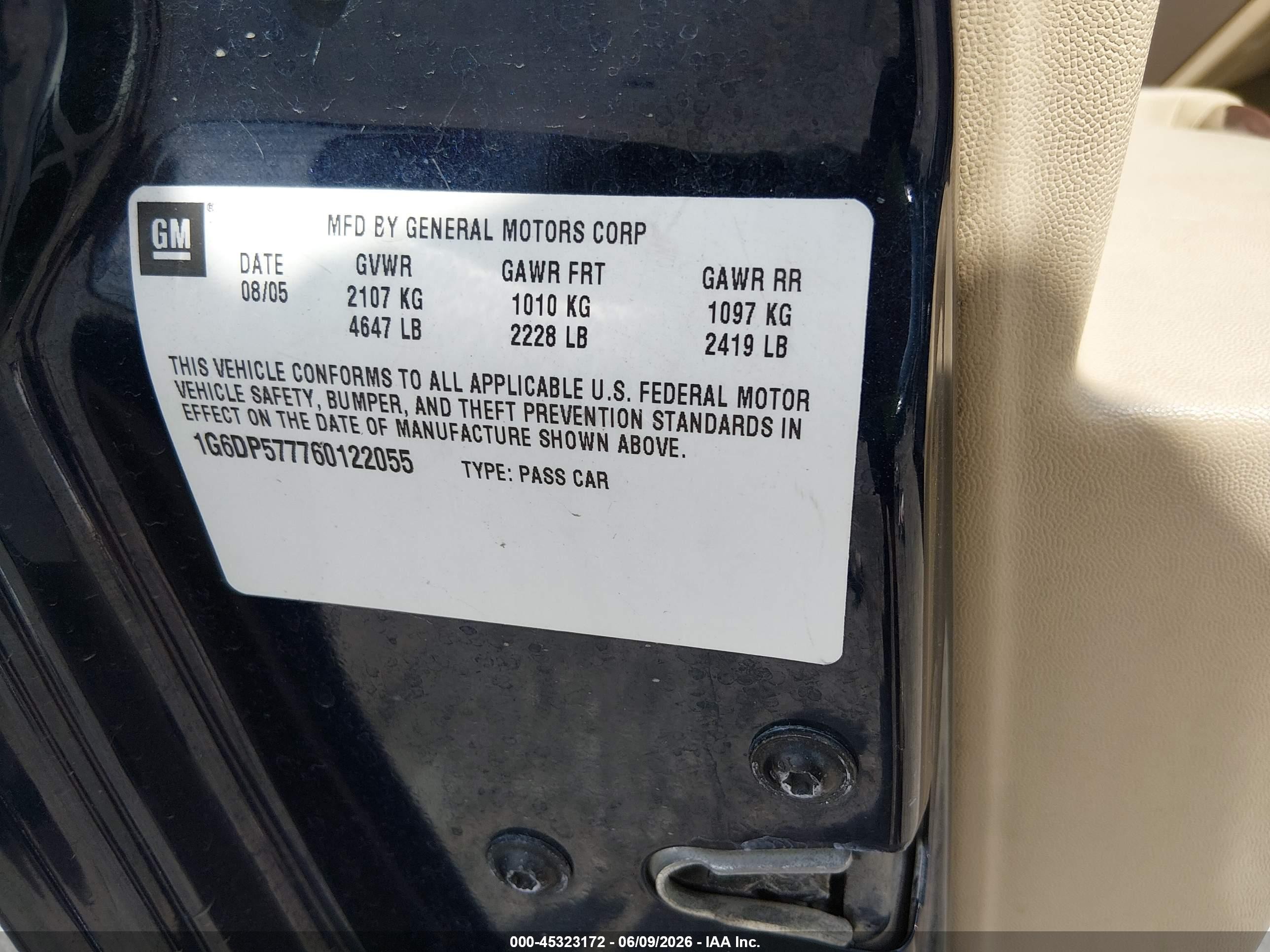 2006 Cadillac Cts Standard Blue vin: 1G6DP577760122055