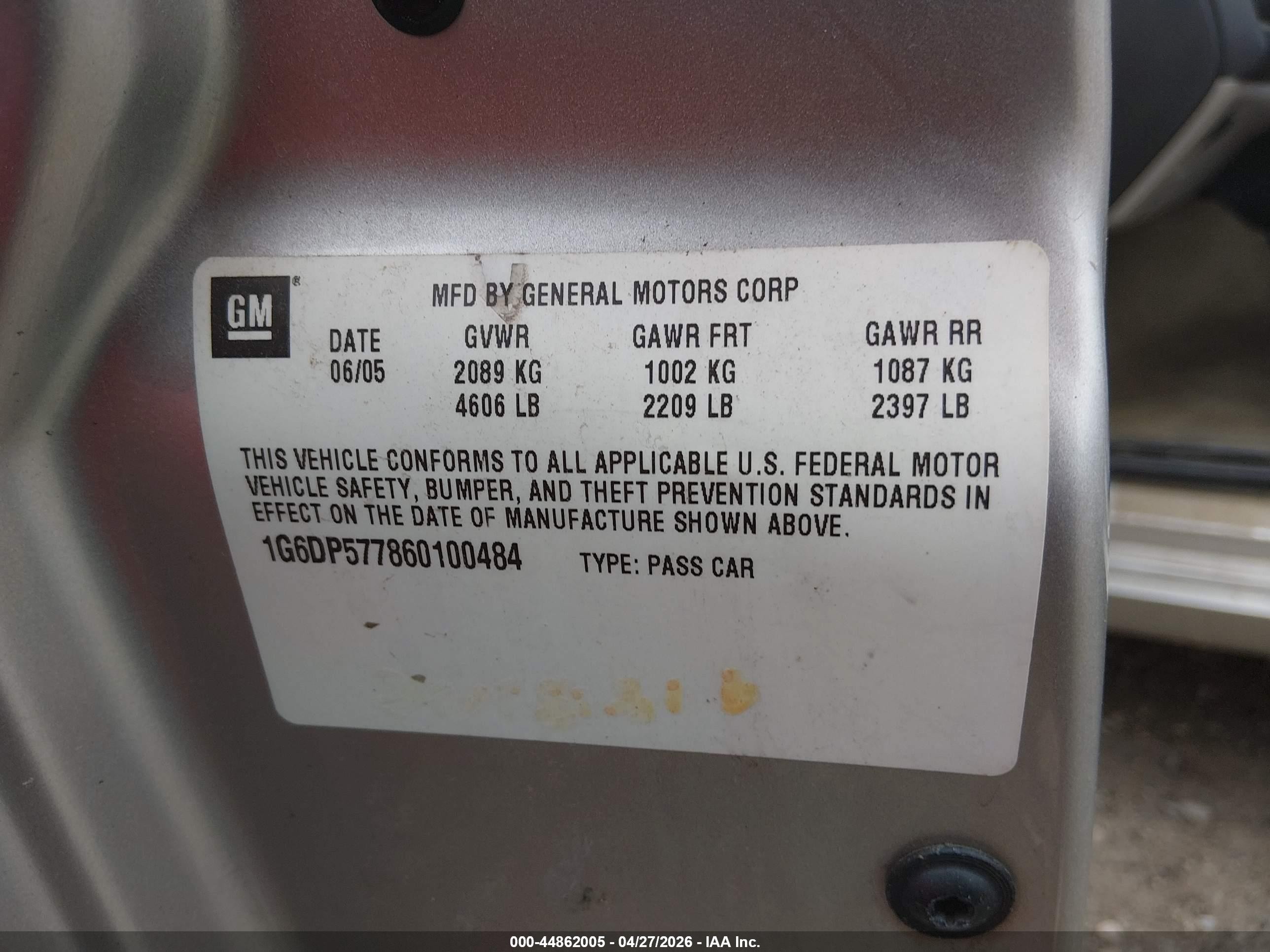 2006 Cadillac Cts Standard Gray vin: 1G6DP577860100484