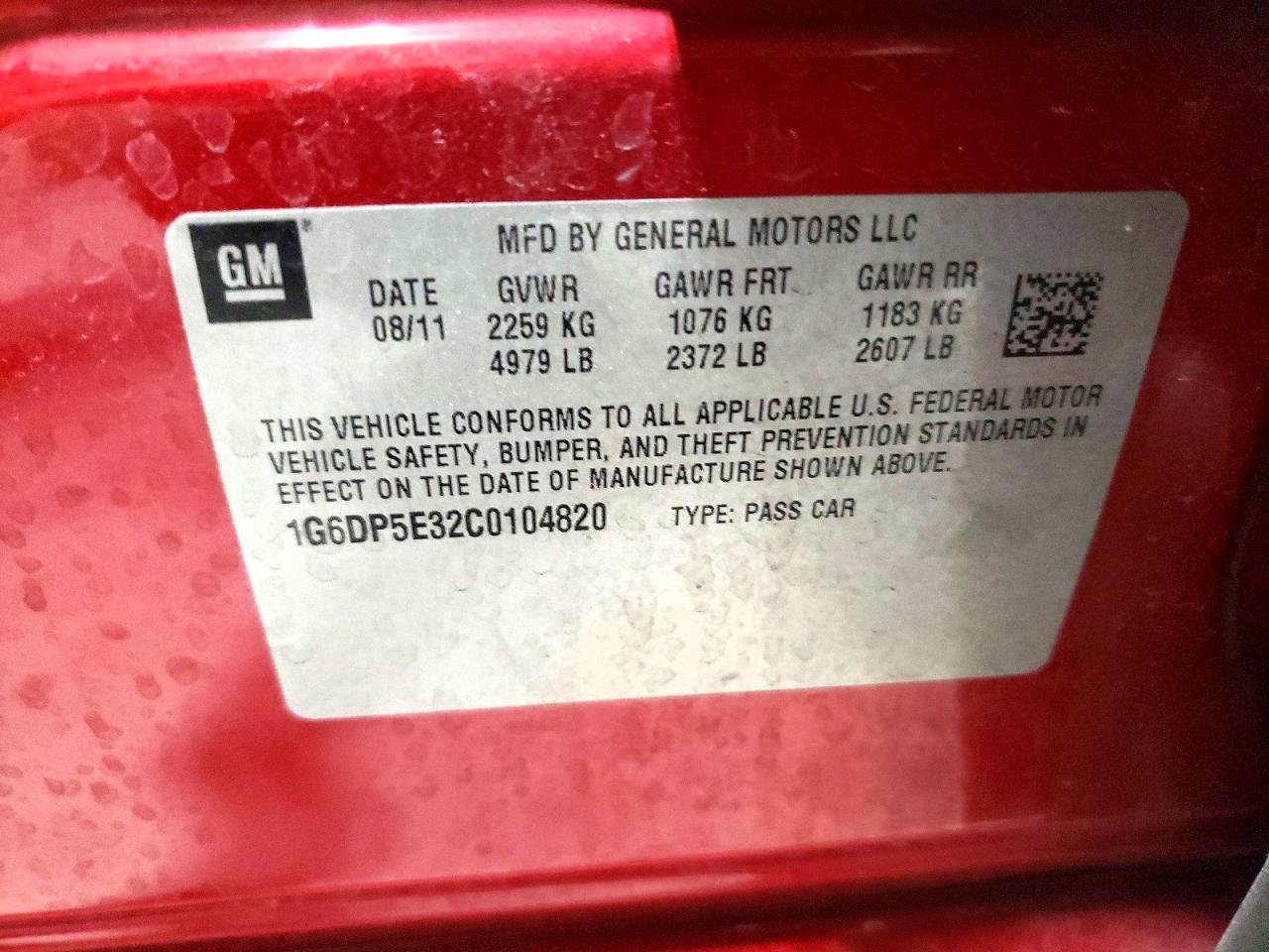 2012 Cadillac Cts Premium Collection Red vin: 1G6DP5E32C0104820