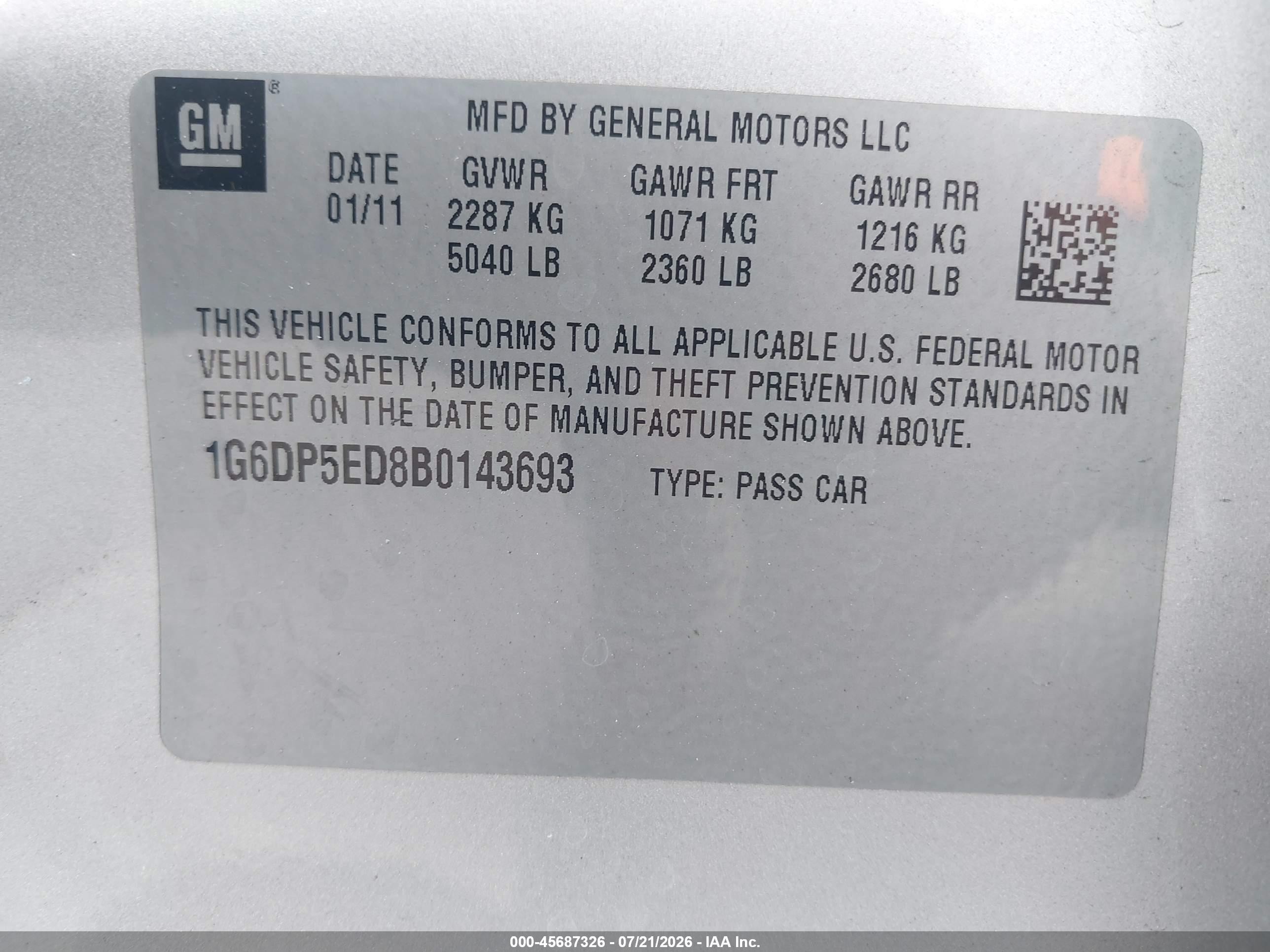 2011 Cadillac Cts Premium Silver vin: 1G6DP5ED8B0143693