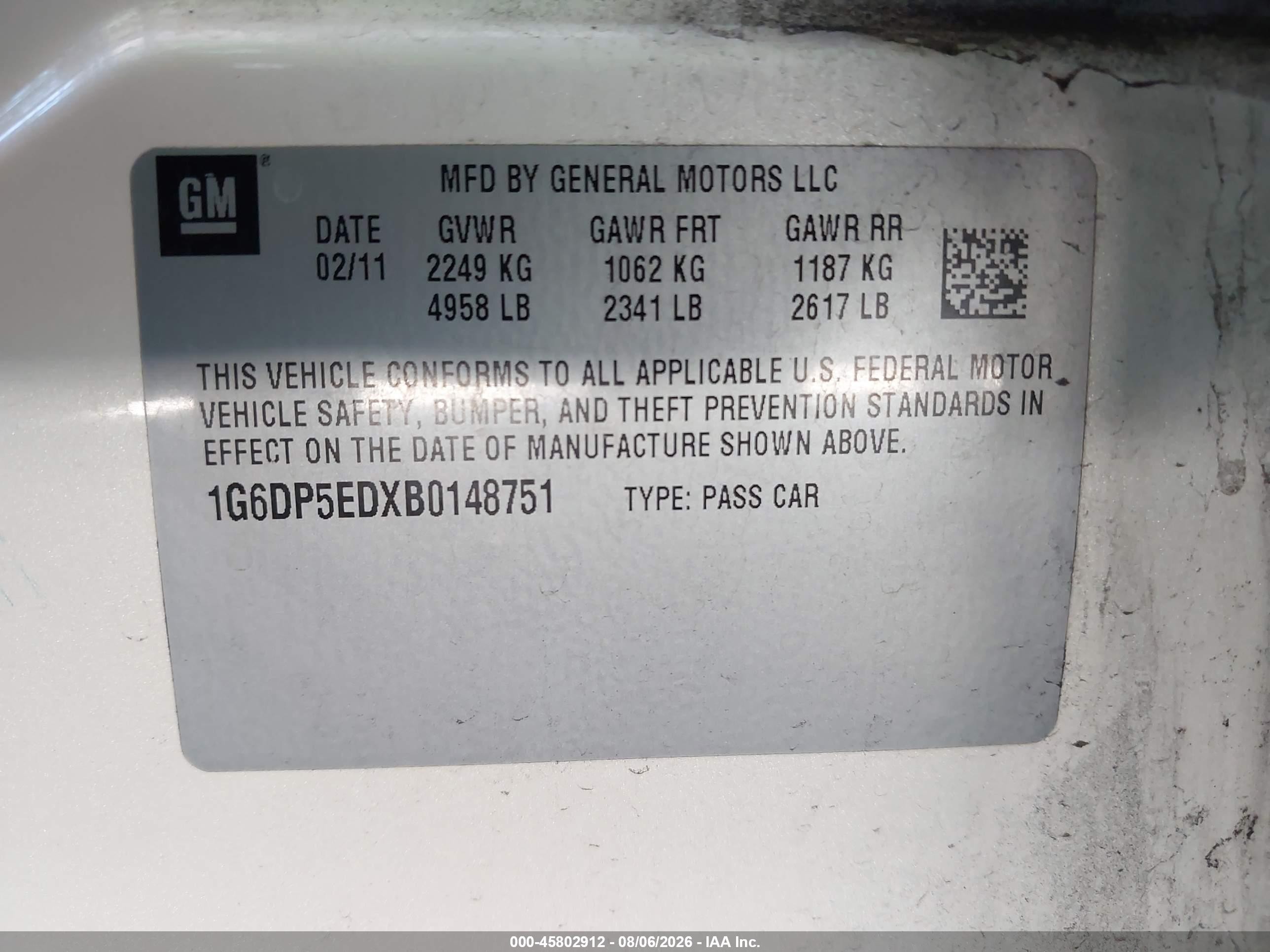 2011 Cadillac Cts Premium Белый vin: 1G6DP5EDXB0148751
