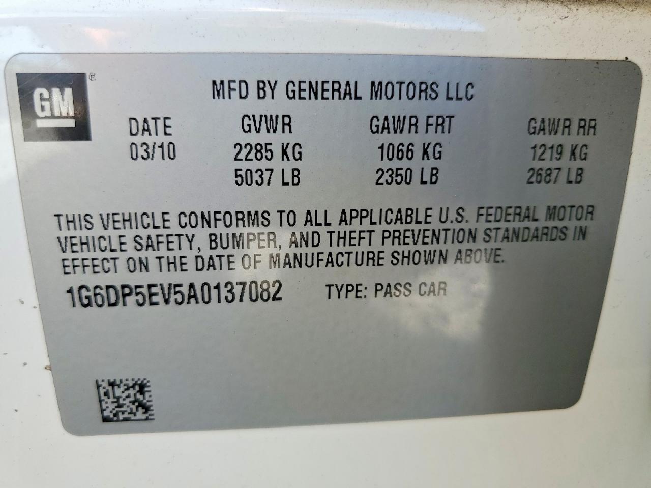 2010 Cadillac Cts Premium Collection White vin: 1G6DP5EV5A0137082