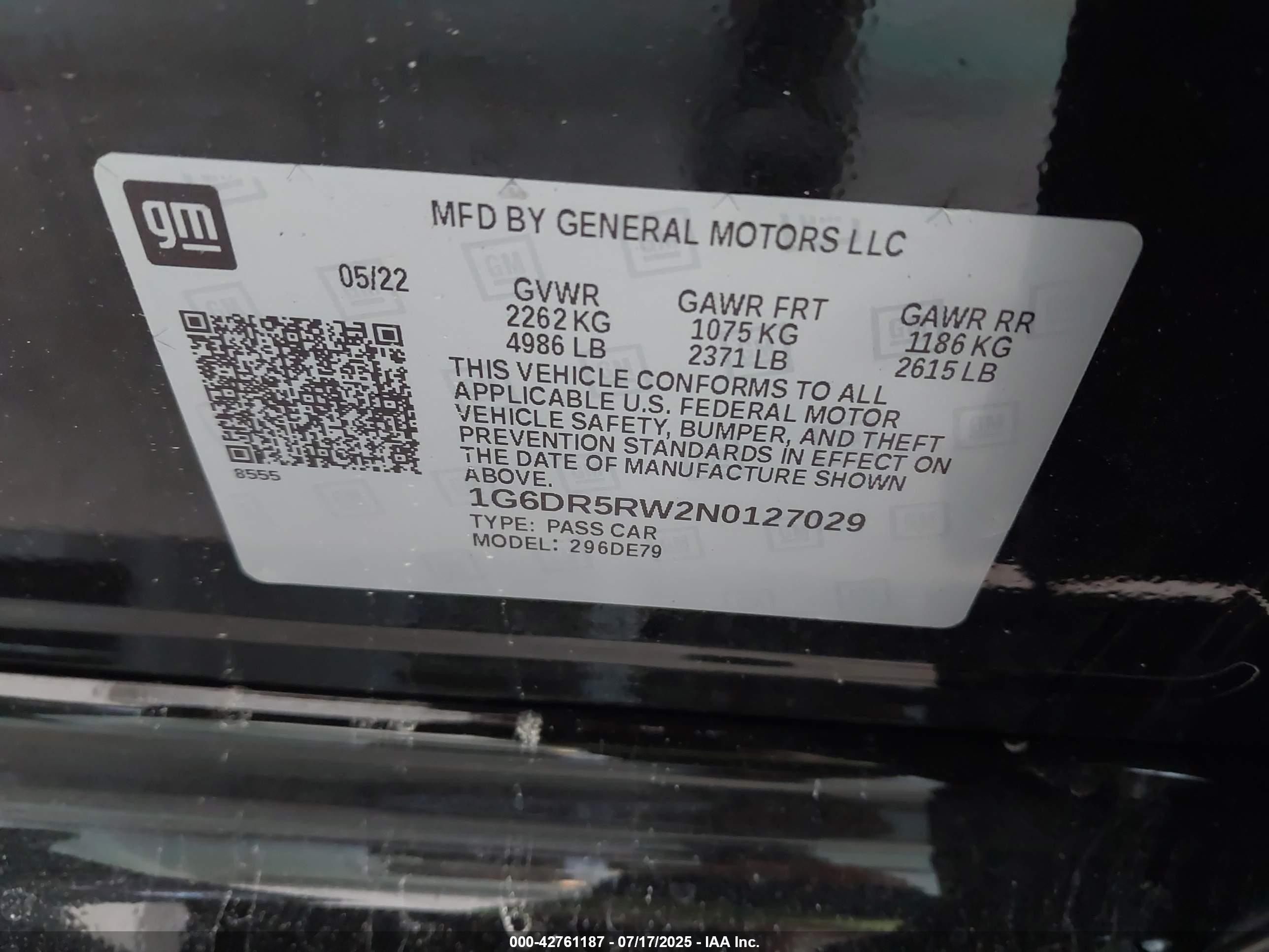 2022 Cadillac Ct5-v V-series Черный vin: 1G6DR5RW2N0127029