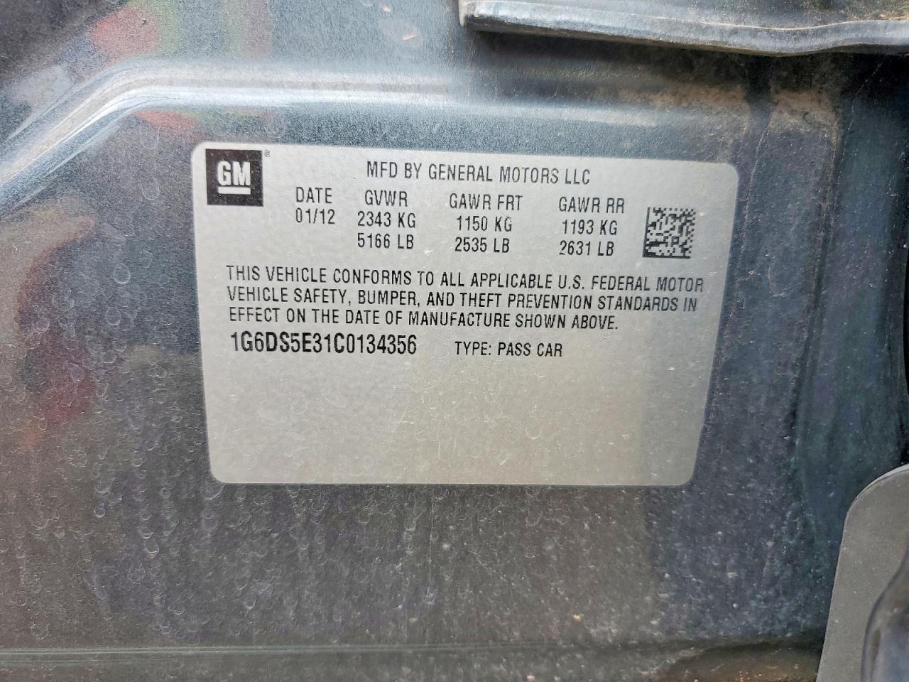 2012 Cadillac Cts Premium Collection Charcoal vin: 1G6DS5E31C0134356