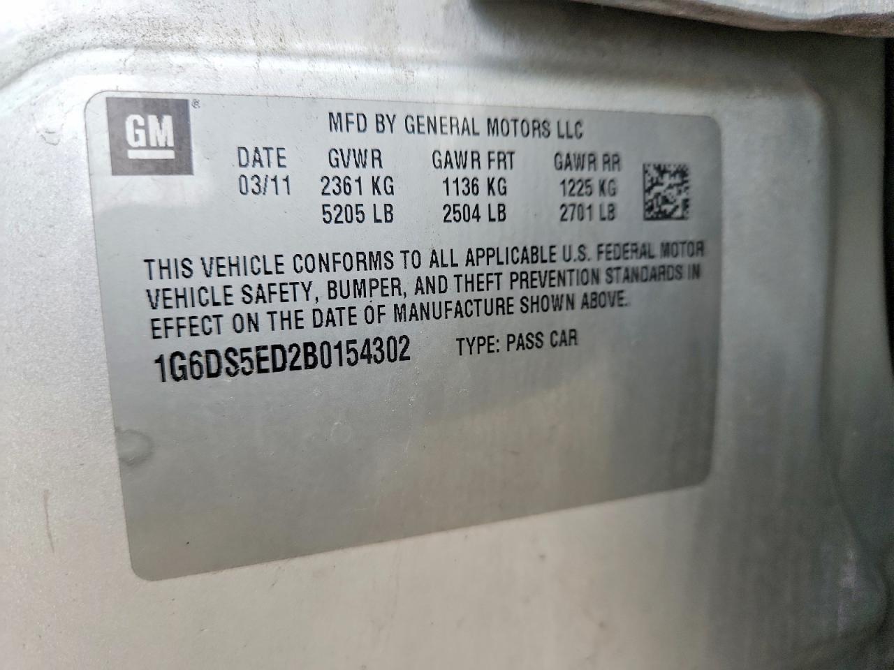 2011 Cadillac Cts Premium Collection Silver vin: 1G6DS5ED2B0154302