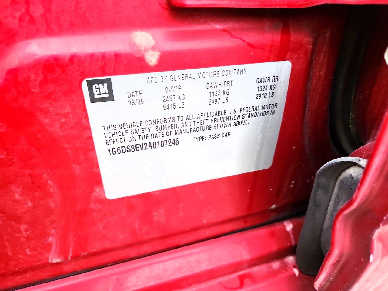 2010 Cadillac Cts Premium Collection Red vin: 1G6DS8EV2A0107246